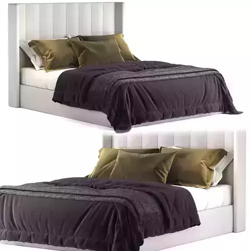 Emilie Upholstered Fabric Wing Headboard Bed