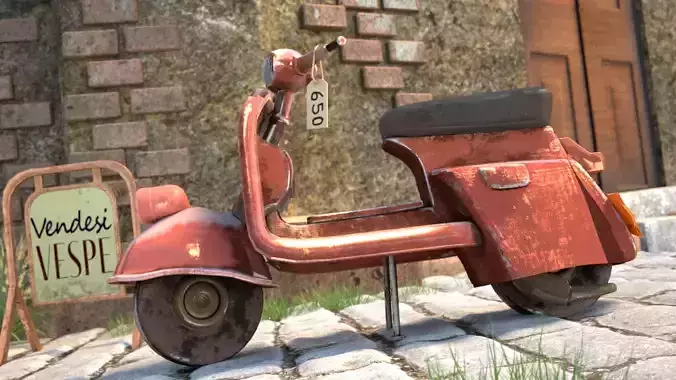 Old Vespa Model For Your Scene PBR