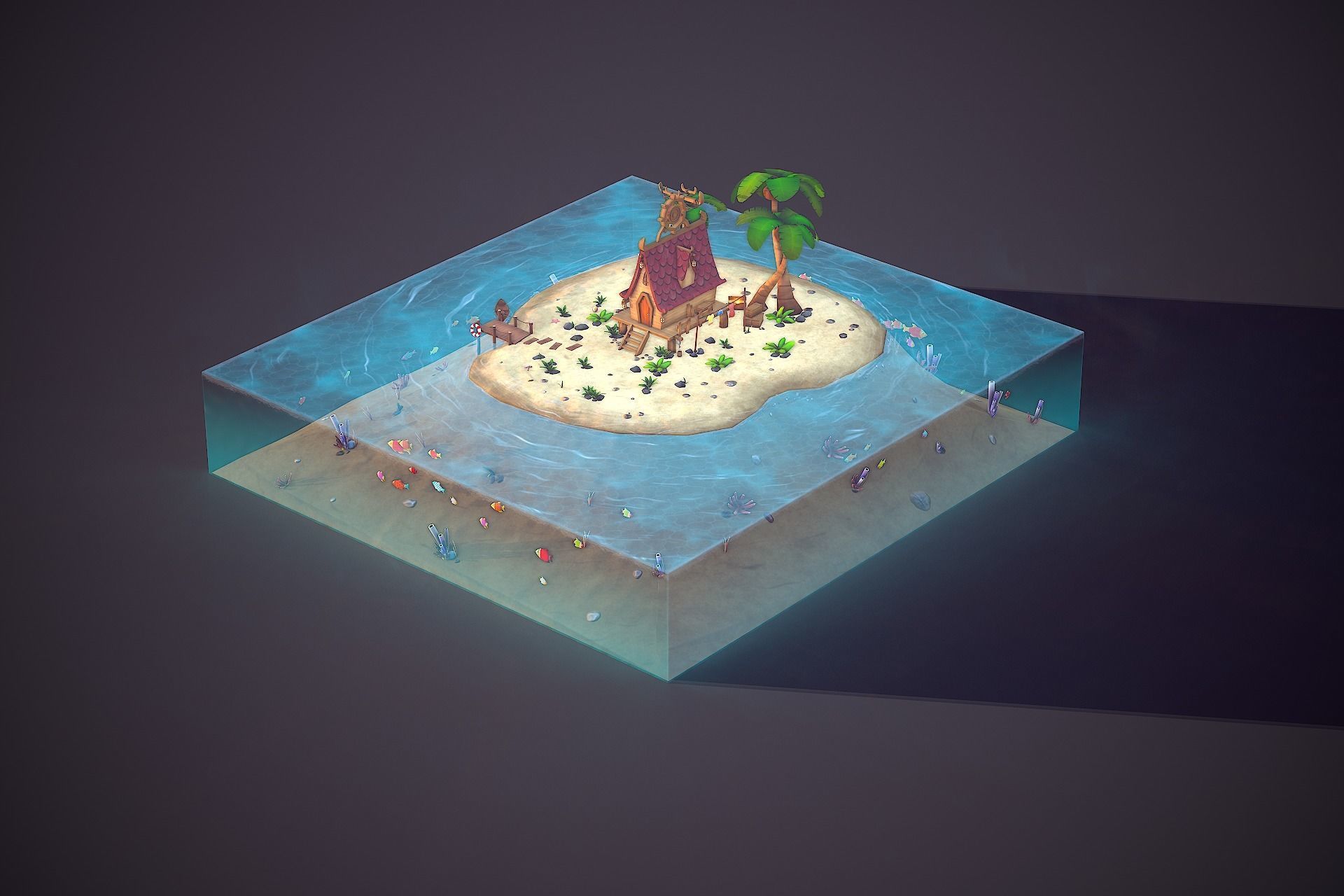 Beach House  Low-poly 3D model_19