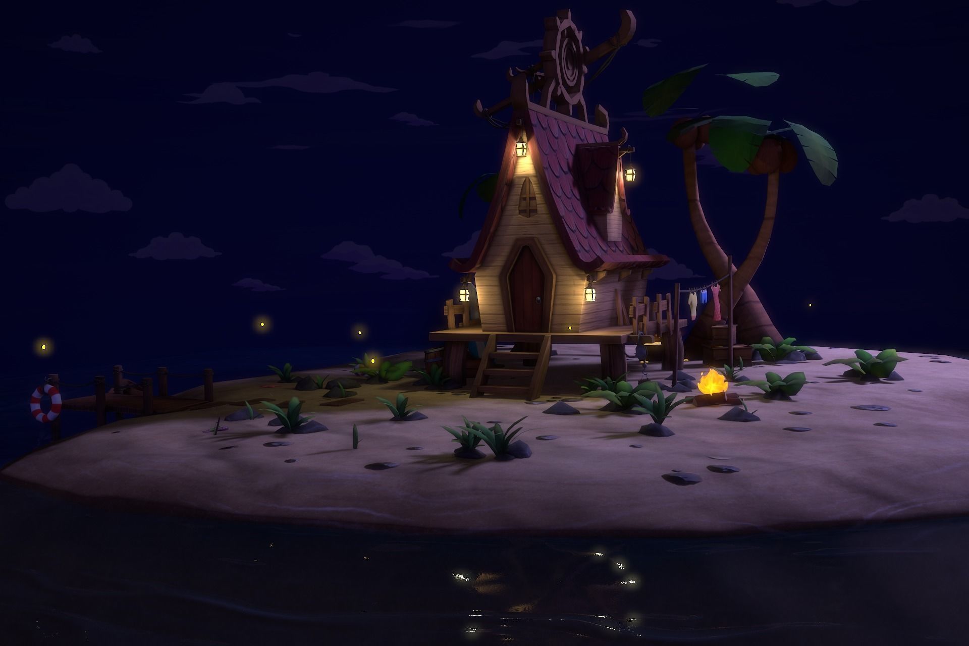 Beach House  Low-poly 3D model_20