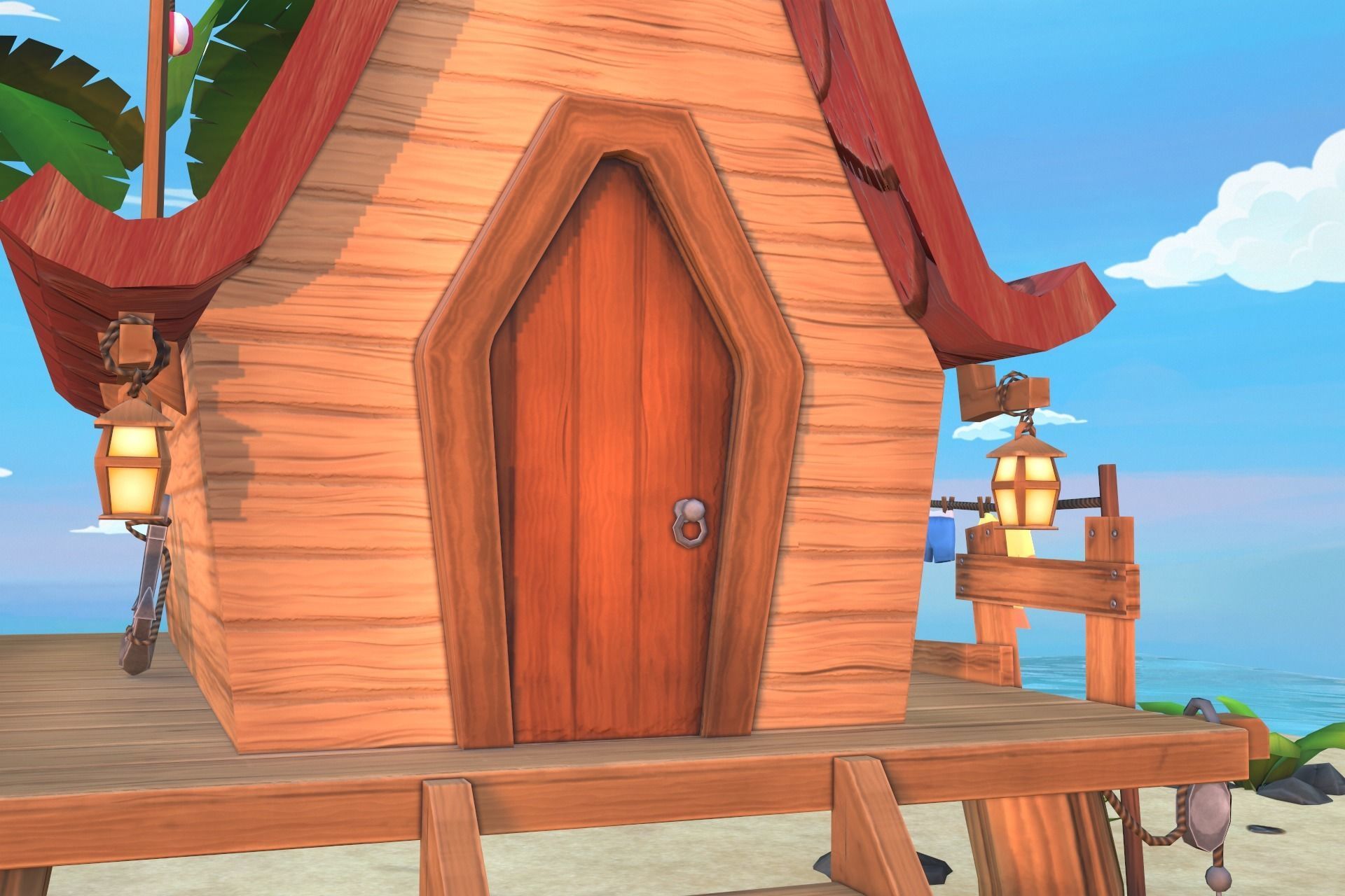 Beach House  Low-poly 3D model_9