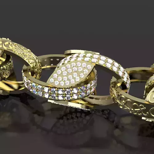 cz diamond stone set tulip link bracelet