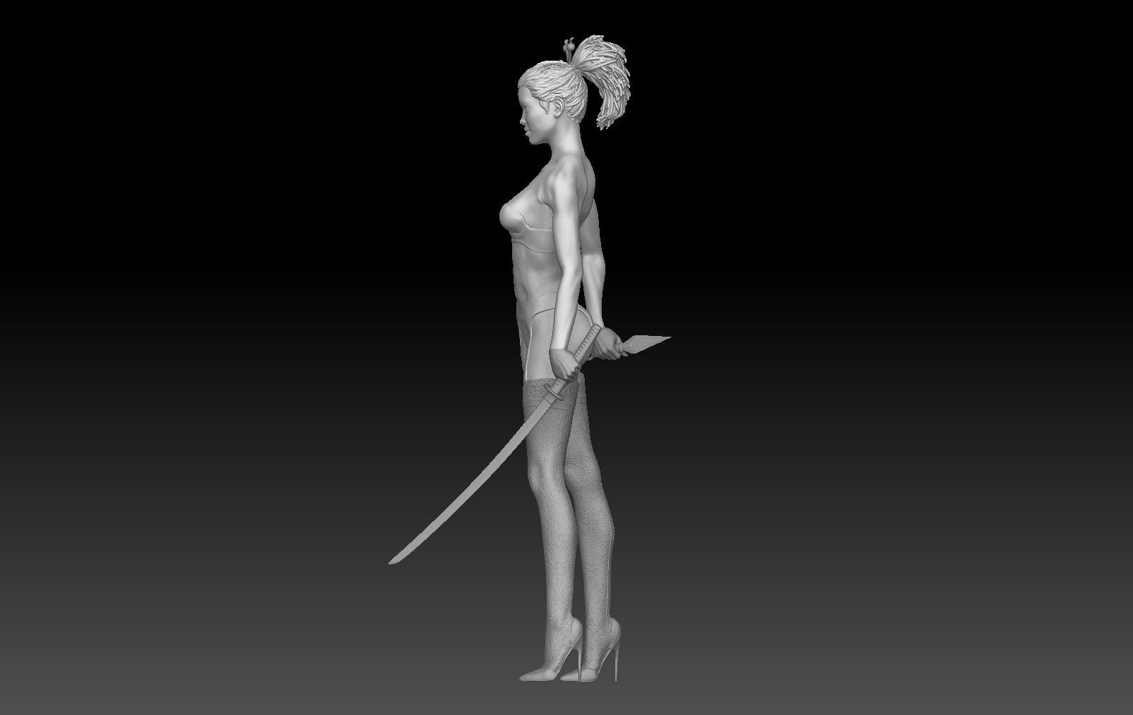 NINJA KATANA GIRL 3D print model_1
