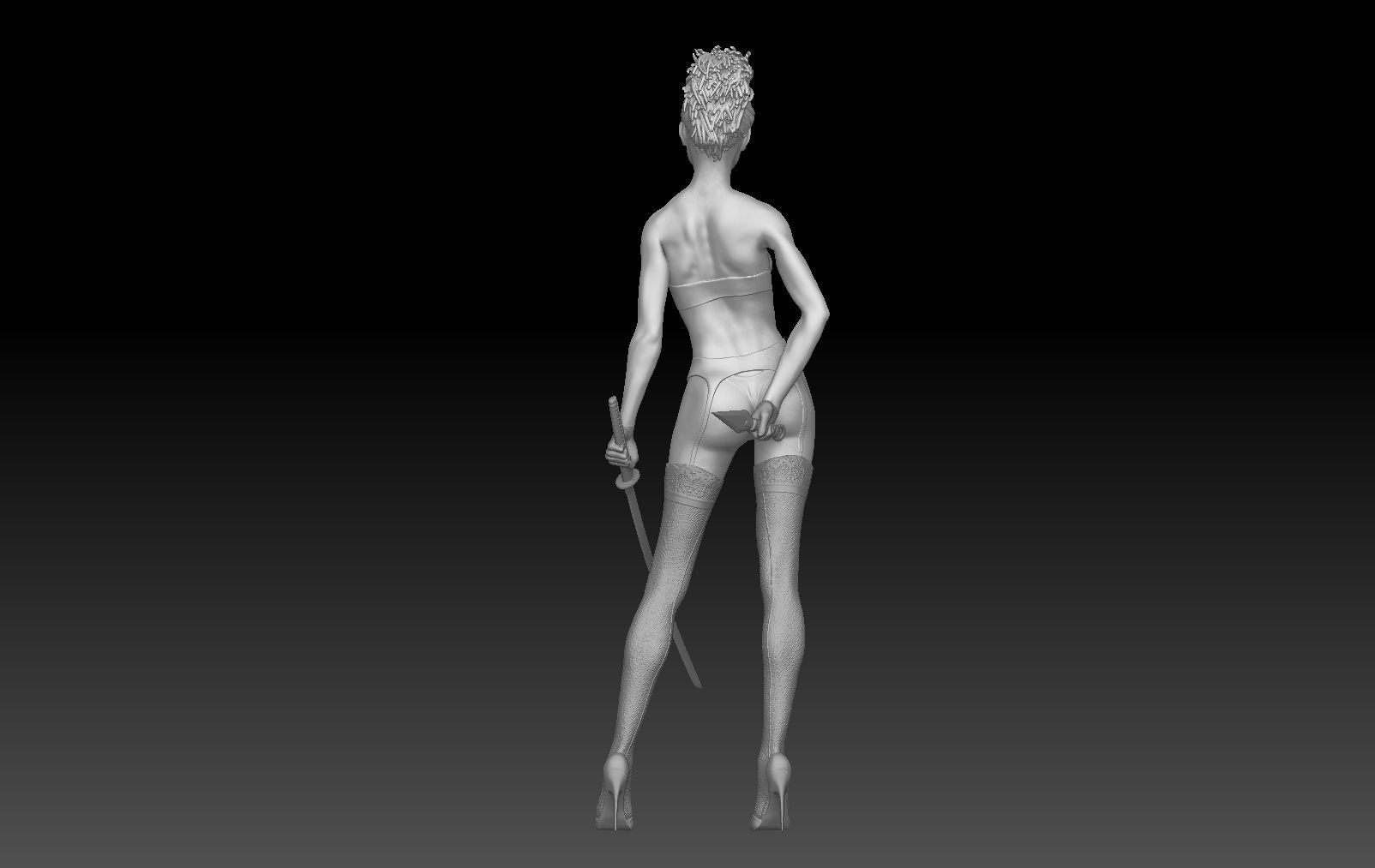 NINJA KATANA GIRL 3D print model_2