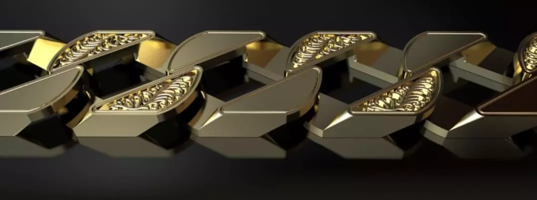9ct gold bracelet chaps cuban 3D print model