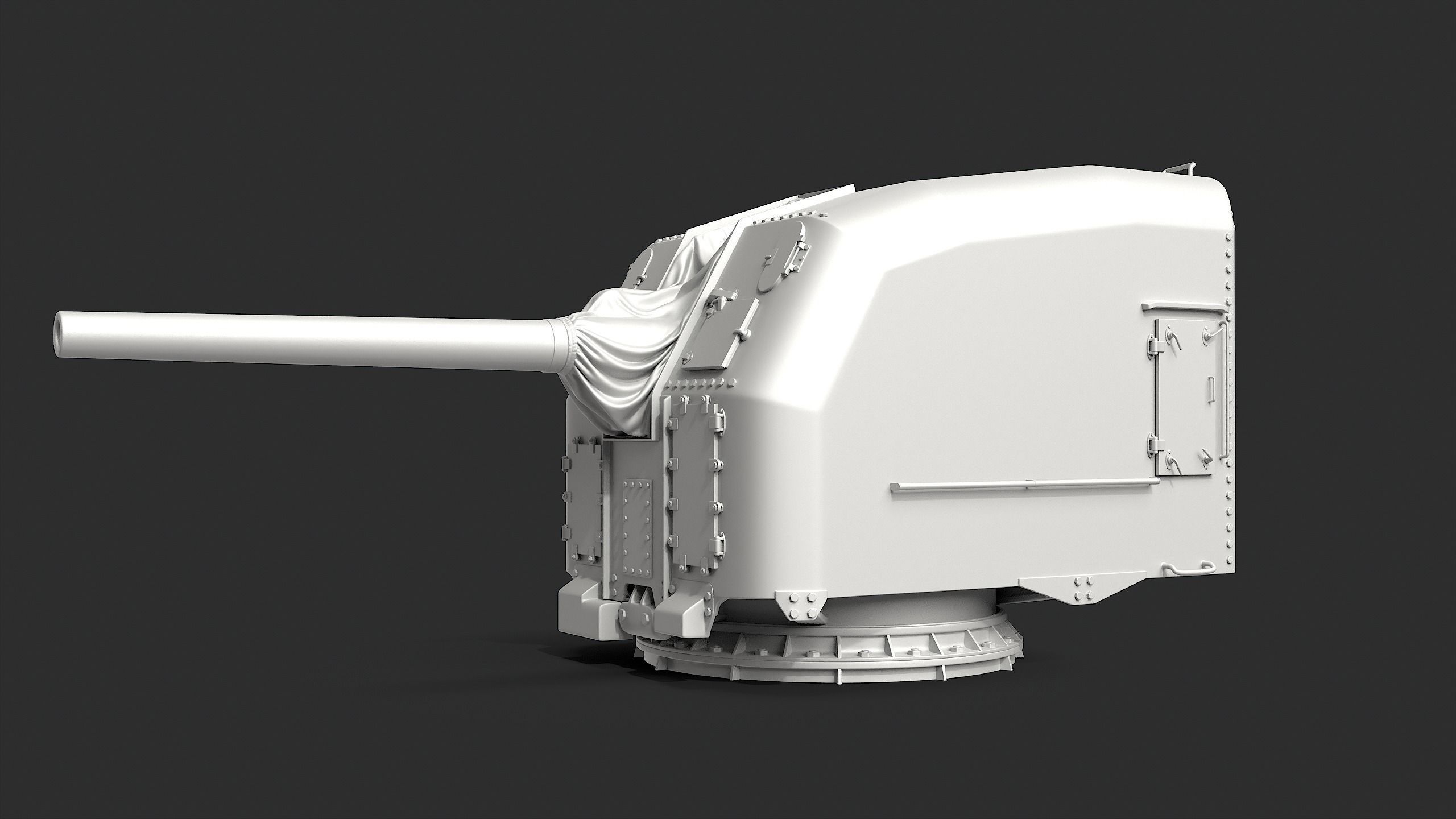 5-inch Mark 30 enclosed base naval cannon 3D model_4