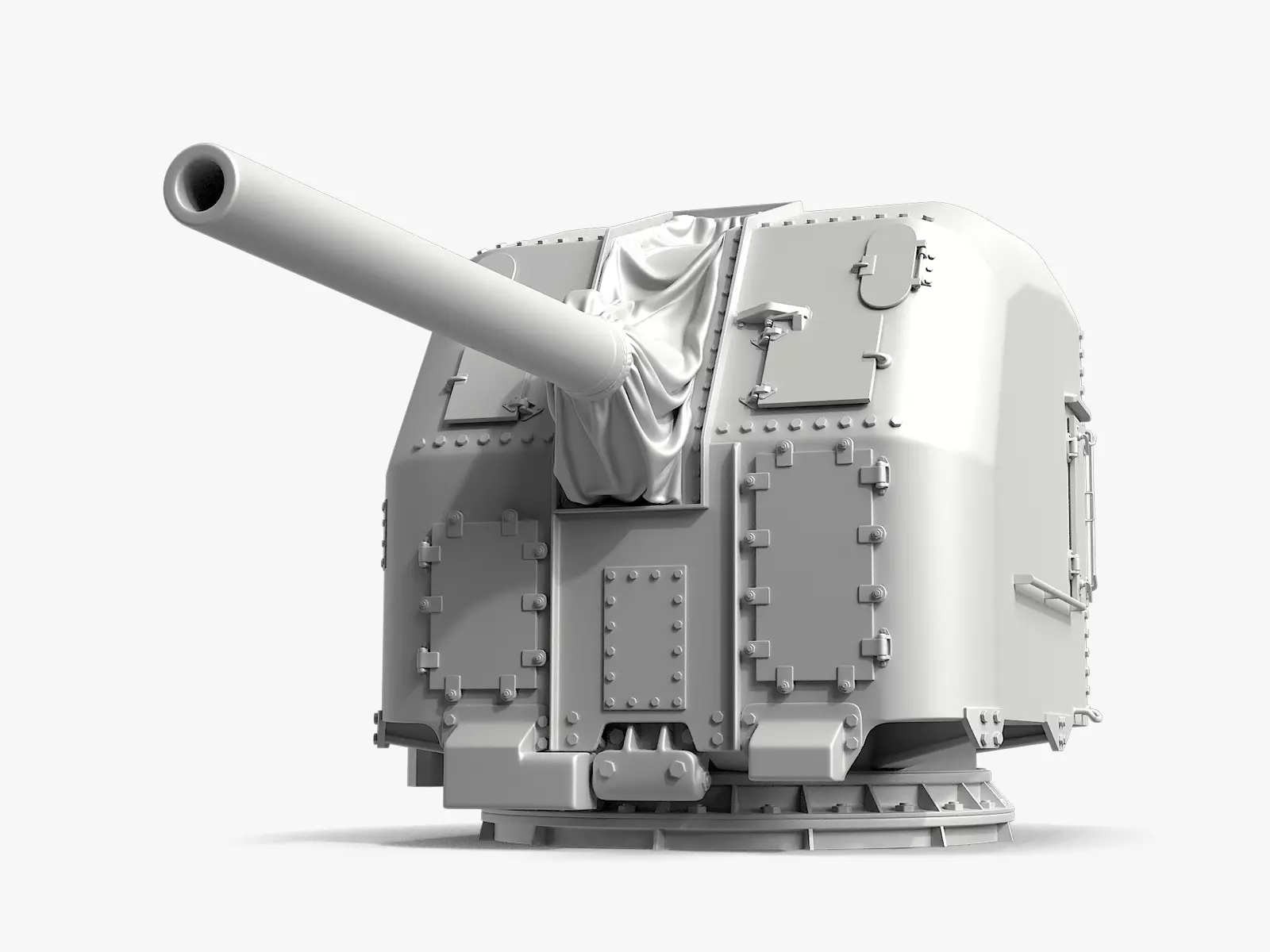 5-inch Mark 30 enclosed base naval cannon 3D model_0