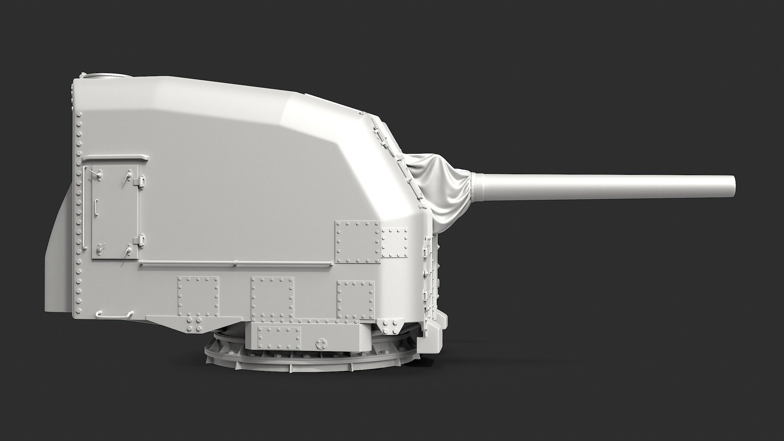 5-inch Mark 30 enclosed base naval cannon 3D model_2