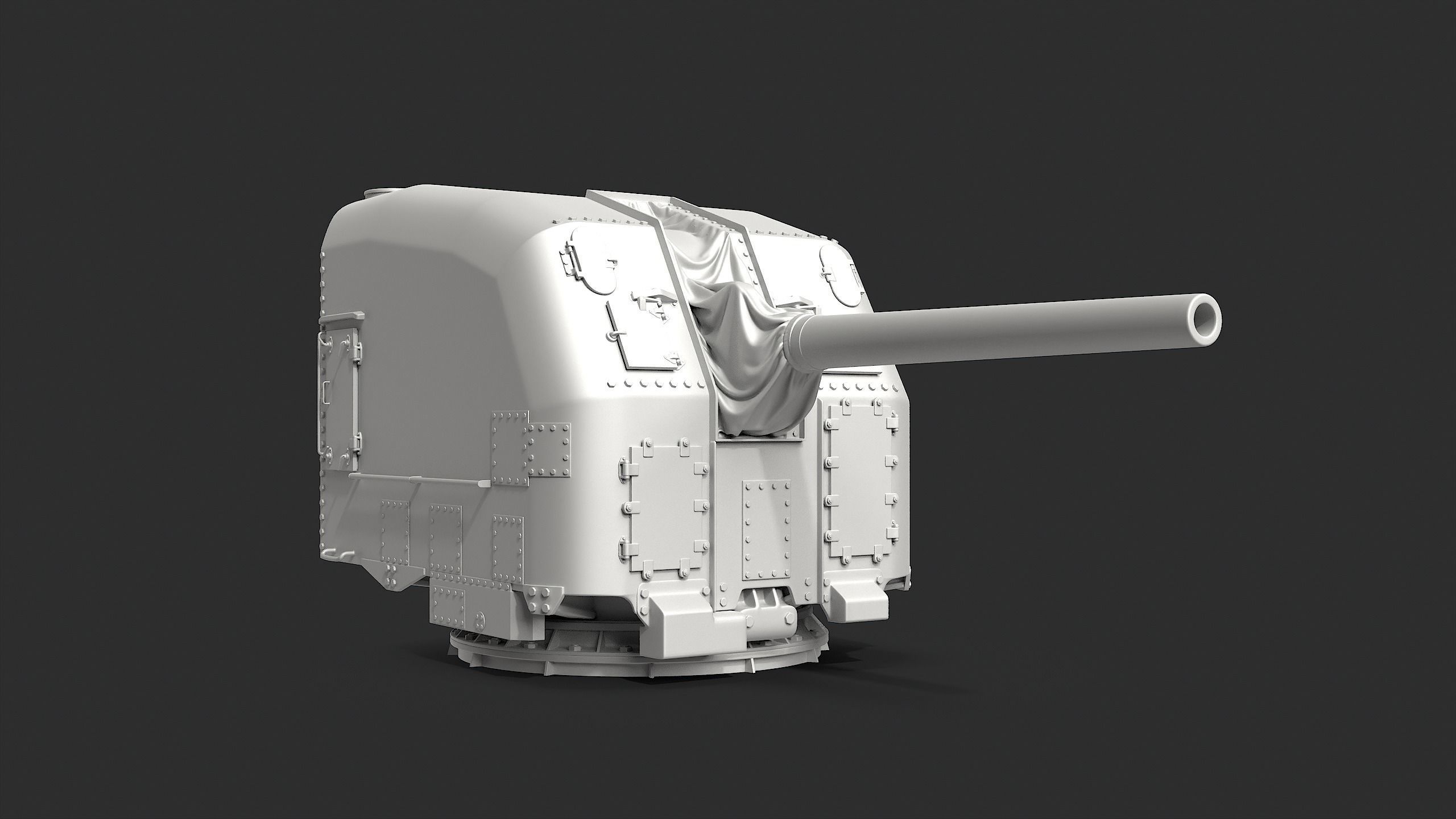 5-inch Mark 30 enclosed base naval cannon 3D model_5