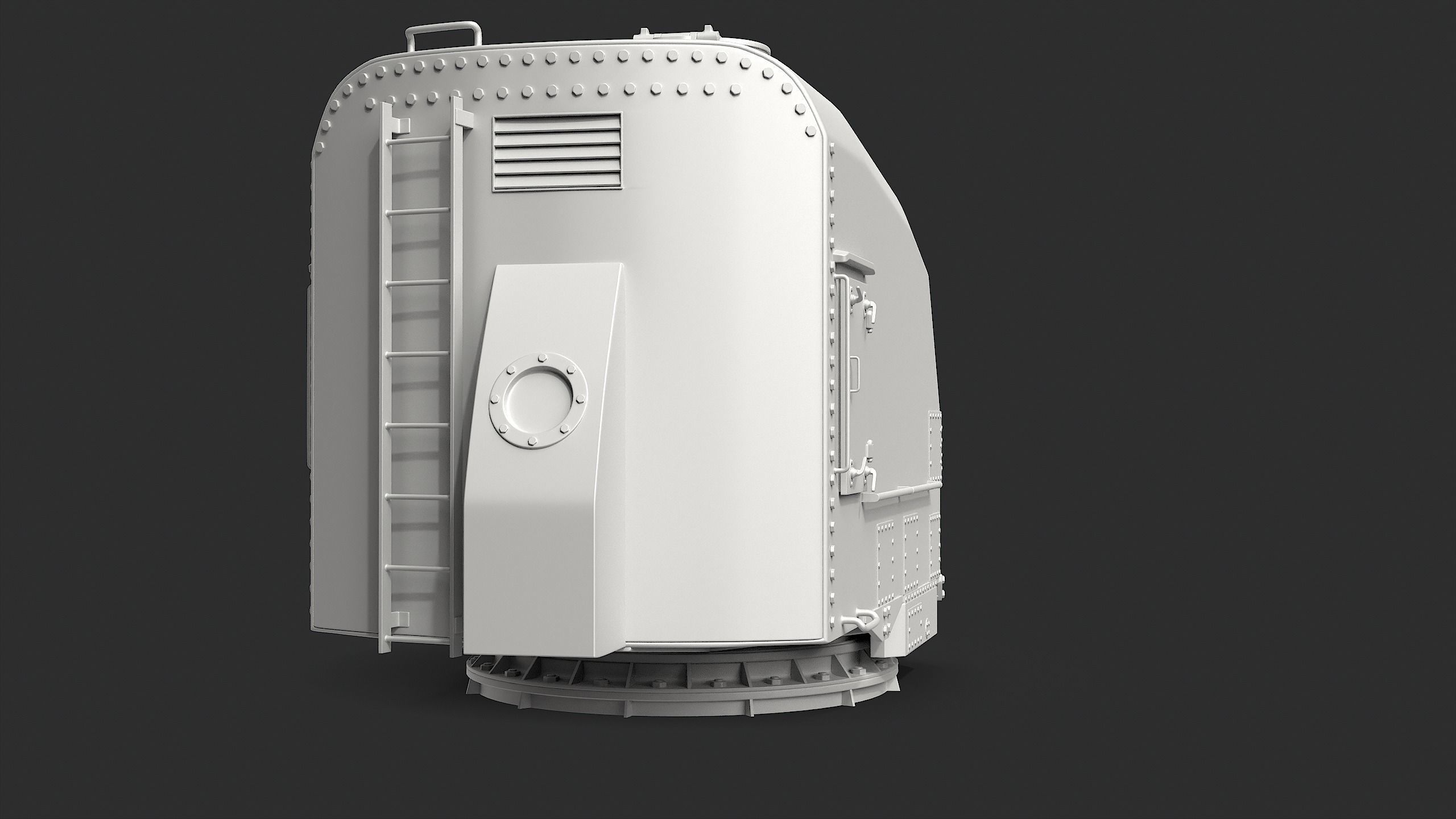 5-inch Mark 30 enclosed base naval cannon 3D model_3