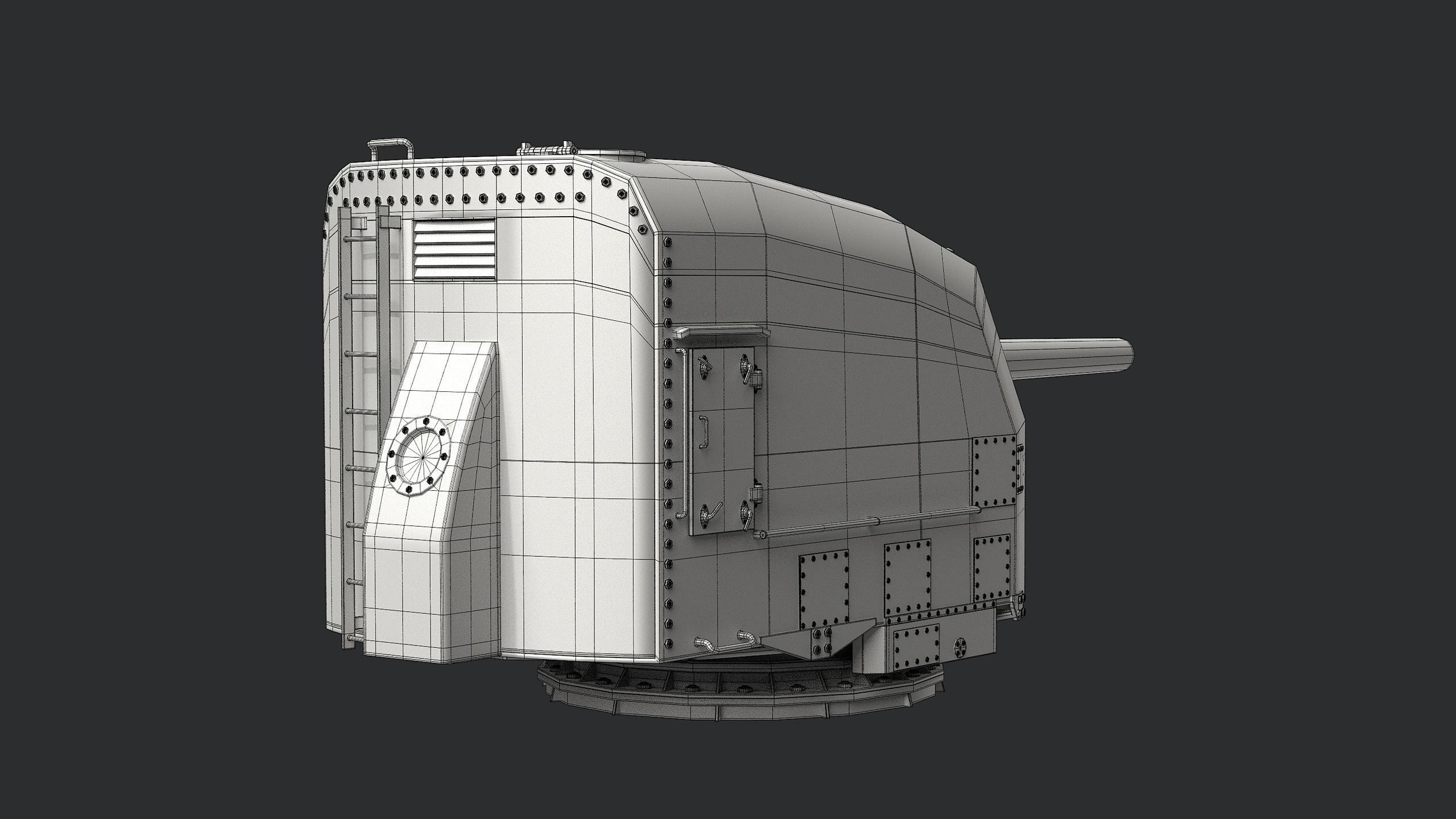 5-inch Mark 30 enclosed base naval cannon 3D model_13