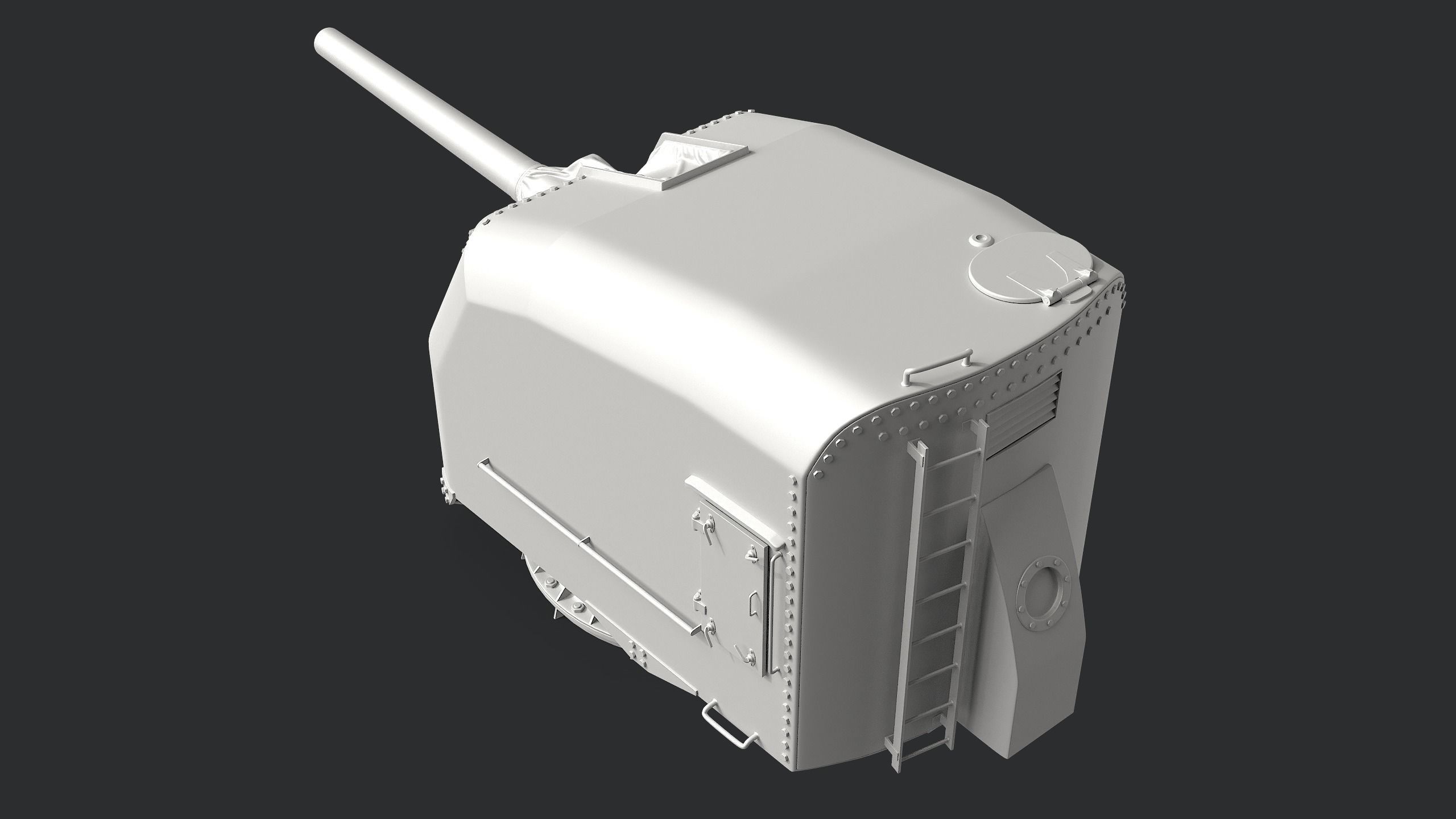 5-inch Mark 30 enclosed base naval cannon 3D model_10