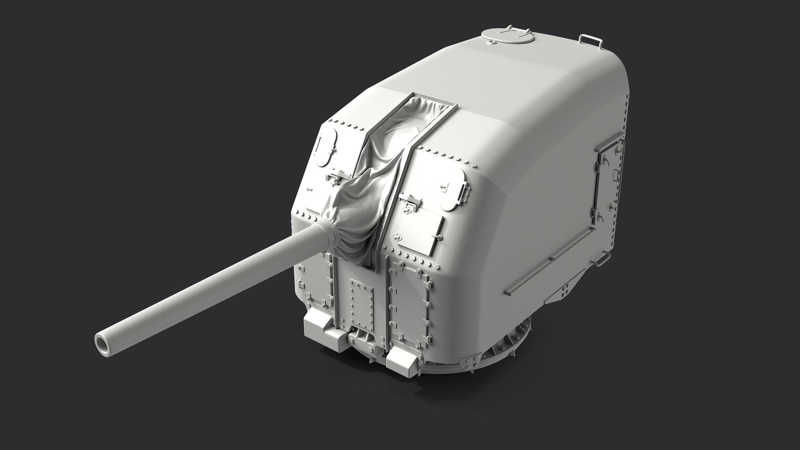 5-inch Mark 30 enclosed base naval cannon 3D model_8