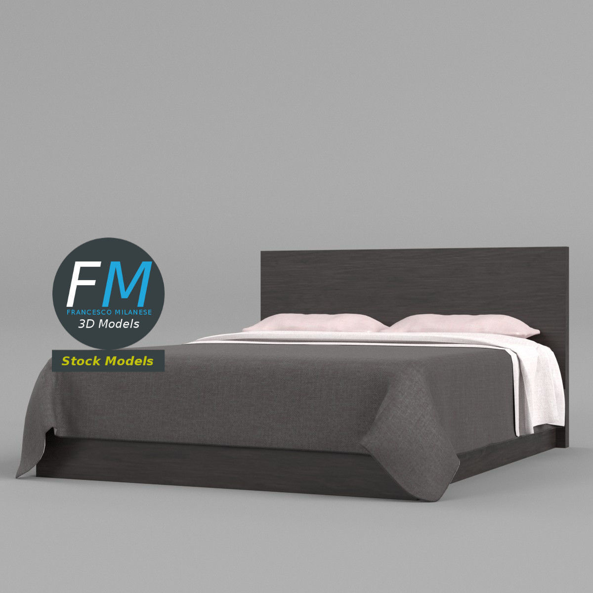 Double bed 3D model_3