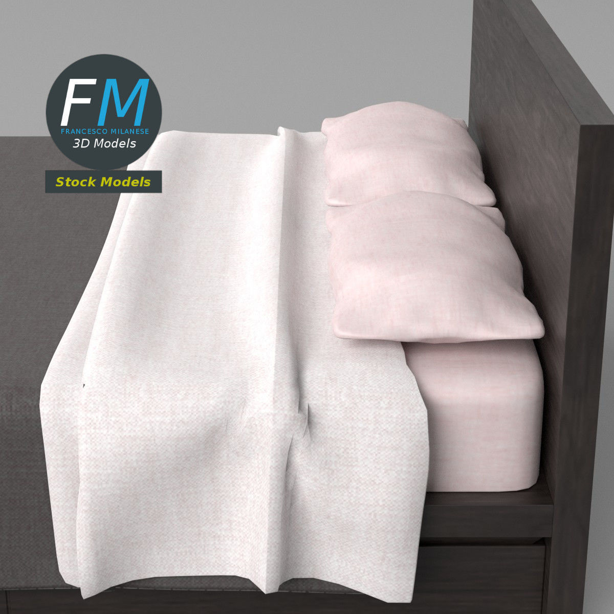 Double bed 3D model_5