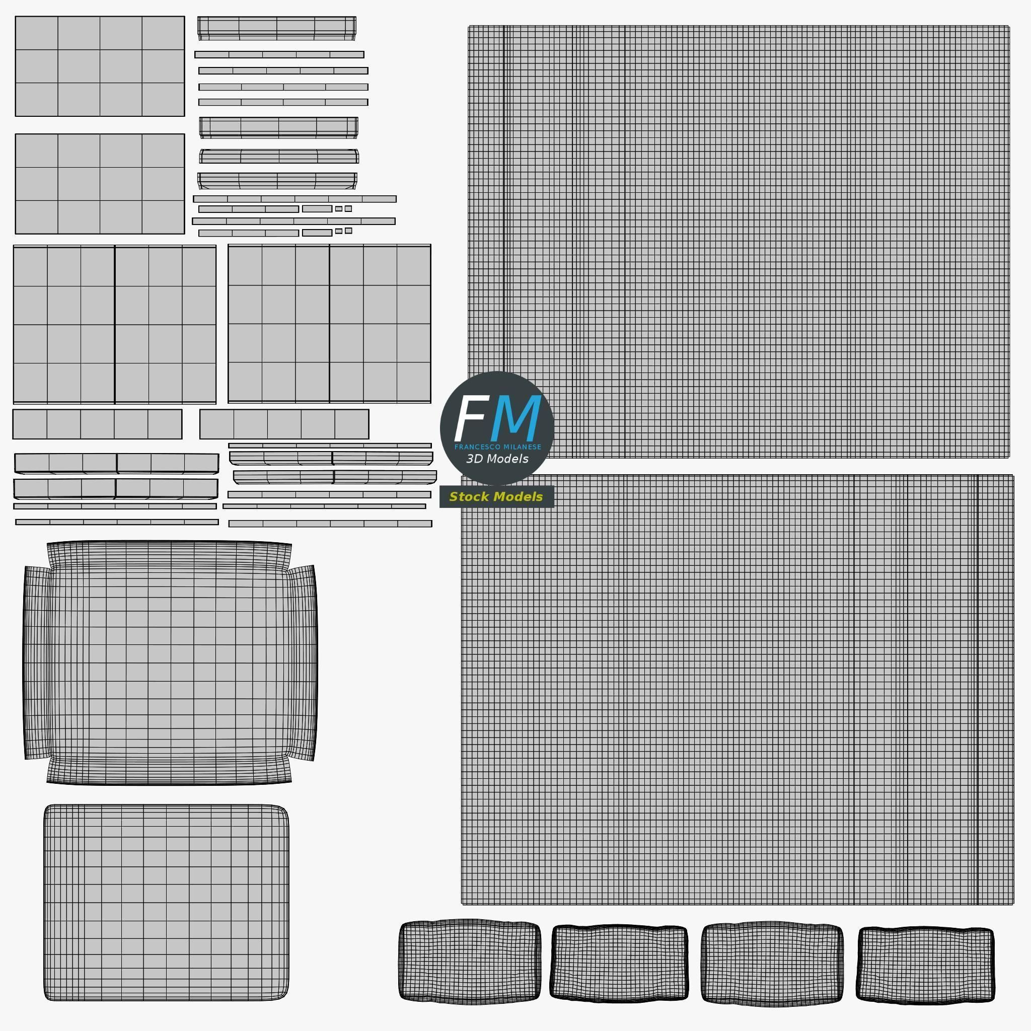 Double bed 3D model_11