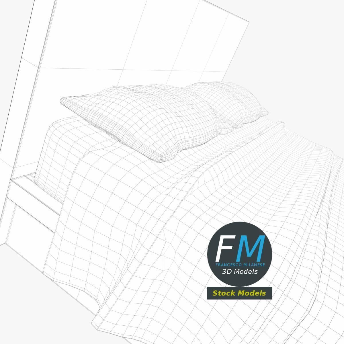 Double bed 3D model_8