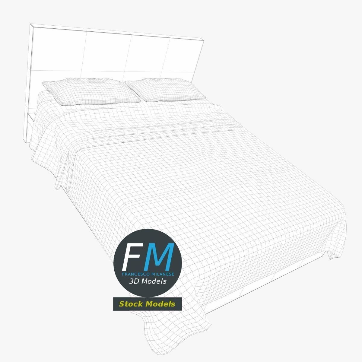 Double bed 3D model_7