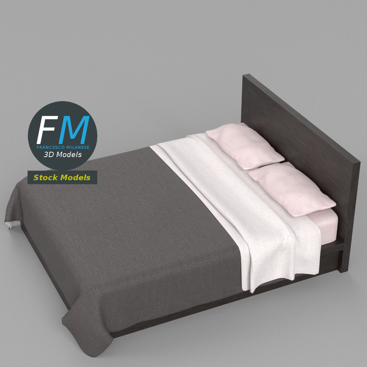 Double bed 3D model_2