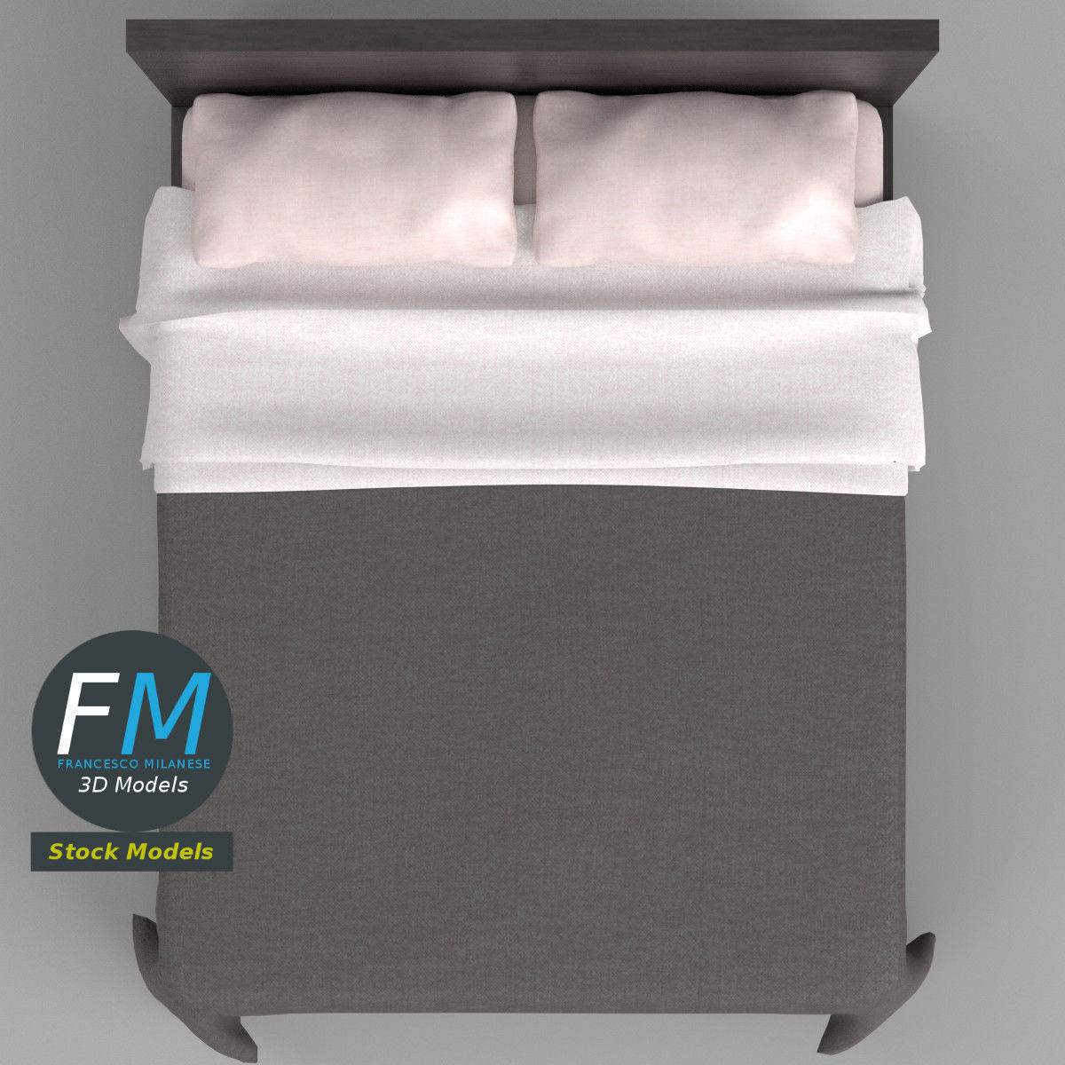 Double bed 3D model_6