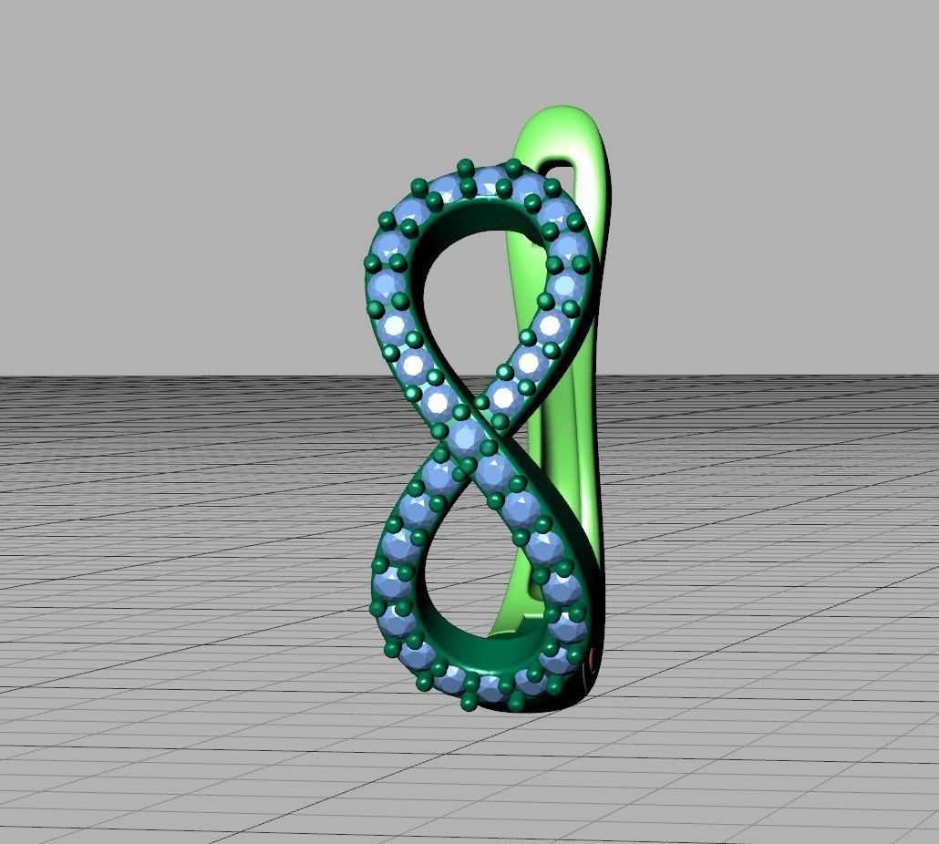 Infinity Diamond Earrings Womens Huggie Earrings 3D print model_19