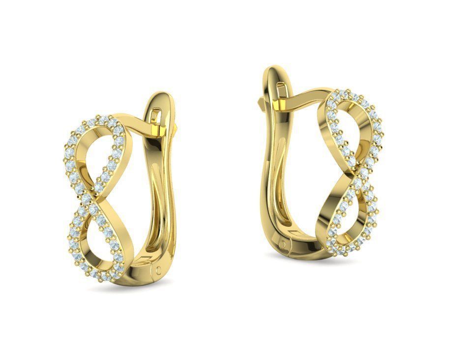Infinity Diamond Earrings Womens Huggie Earrings 3D print model_25