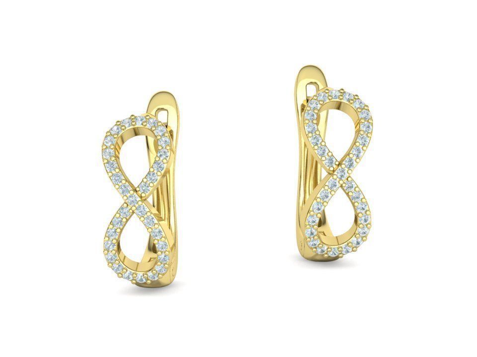 Infinity Diamond Earrings Womens Huggie Earrings 3D print model_5