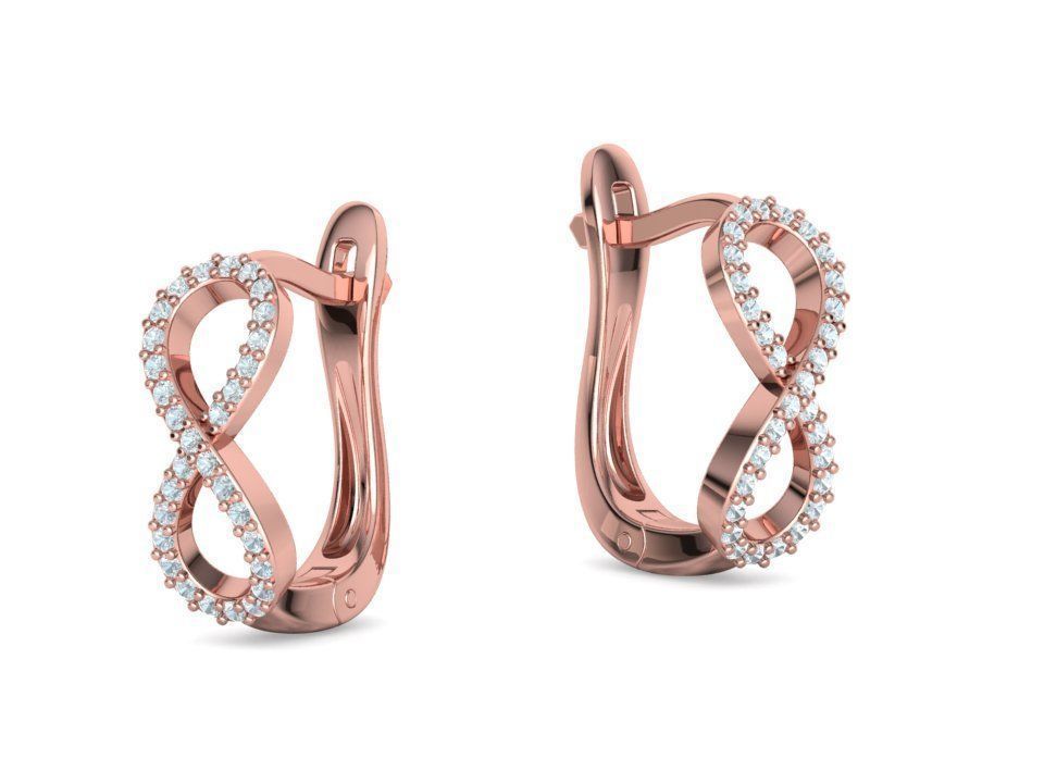 Infinity Diamond Earrings Womens Huggie Earrings 3D print model_24
