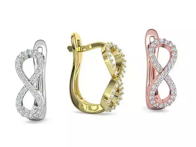 Infinity Diamond Earrings Womens Huggie Earrings 3D print model