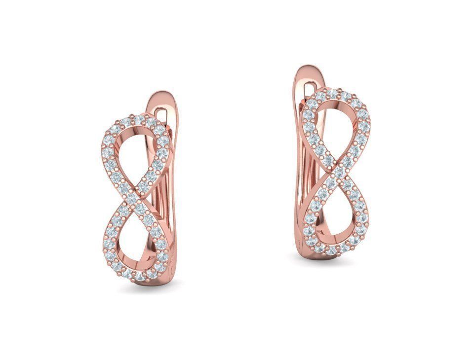 Infinity Diamond Earrings Womens Huggie Earrings 3D print model_4