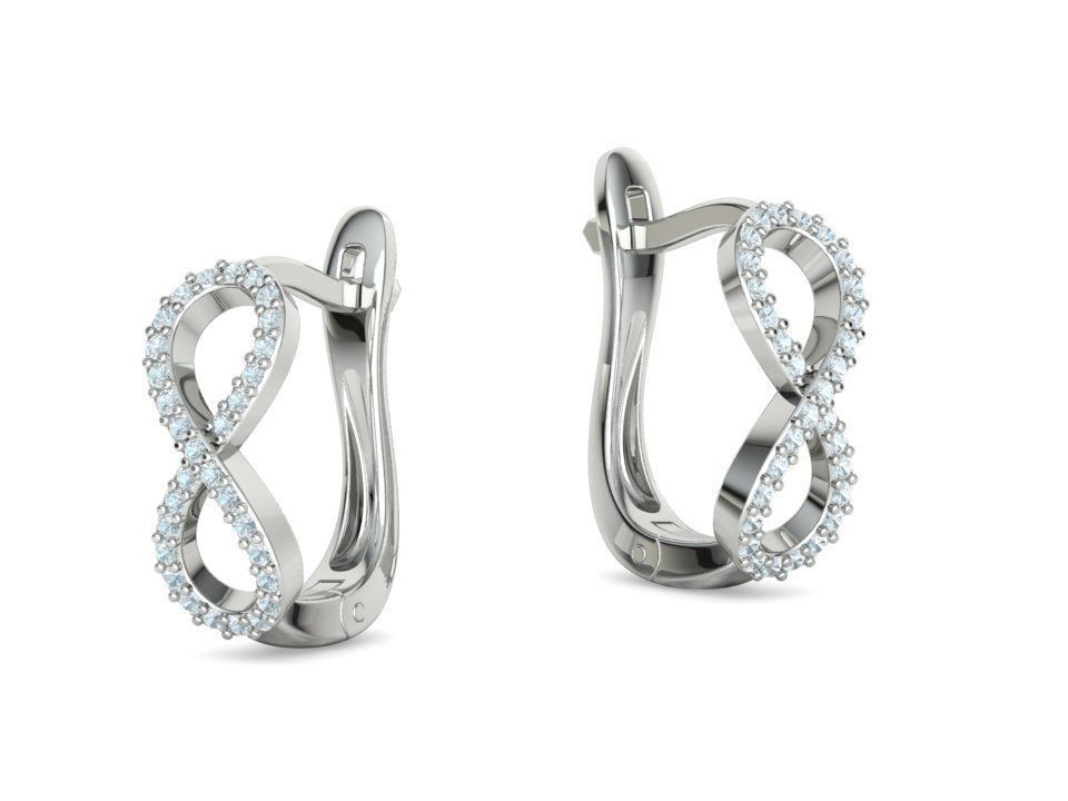 Infinity Diamond Earrings Womens Huggie Earrings 3D print model_26