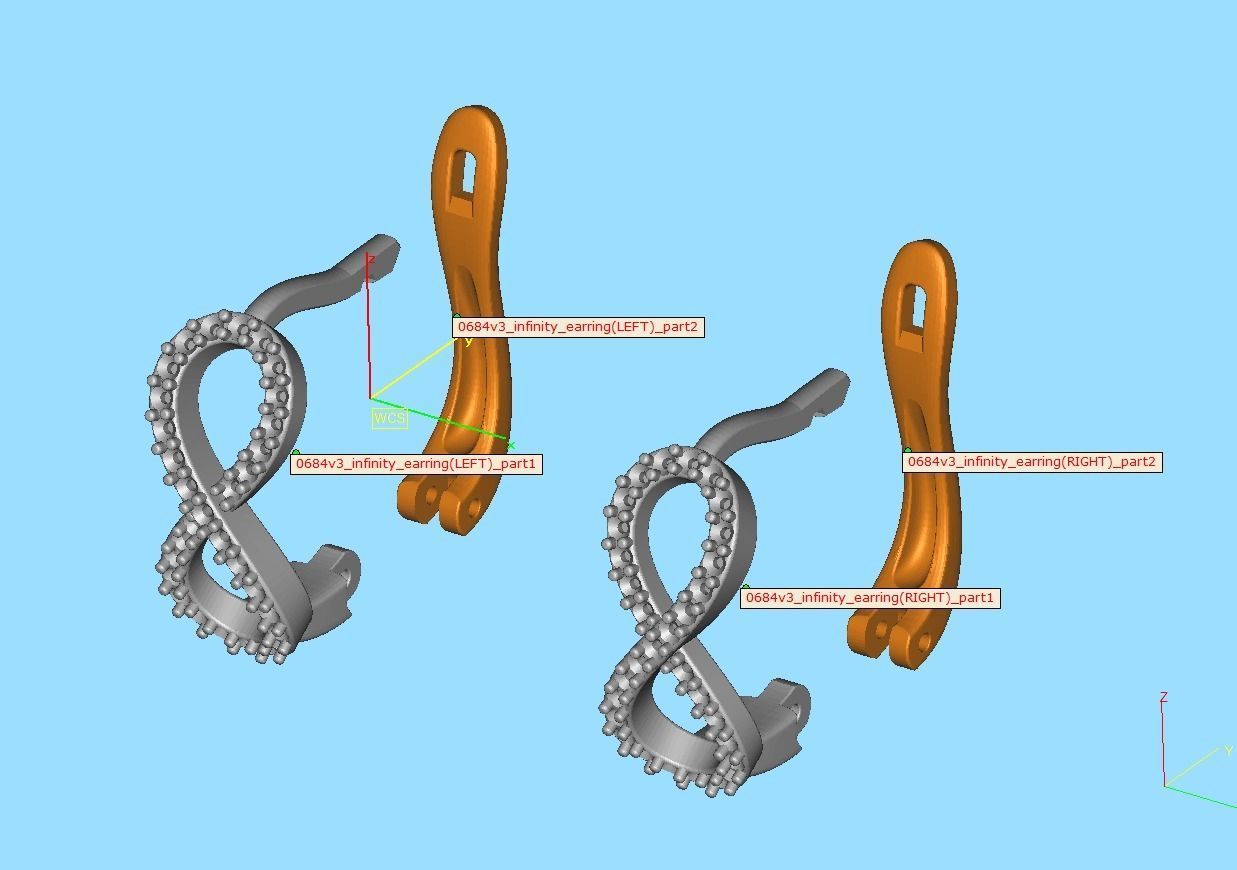 Infinity Diamond Earrings Womens Huggie Earrings 3D print model_23