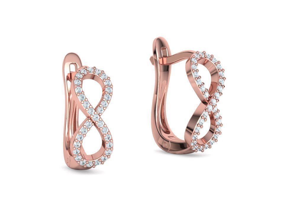 Infinity Diamond Earrings Womens Huggie Earrings 3D print model_10