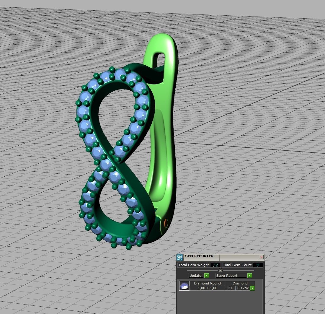 Infinity Diamond Earrings Womens Huggie Earrings 3D print model_16