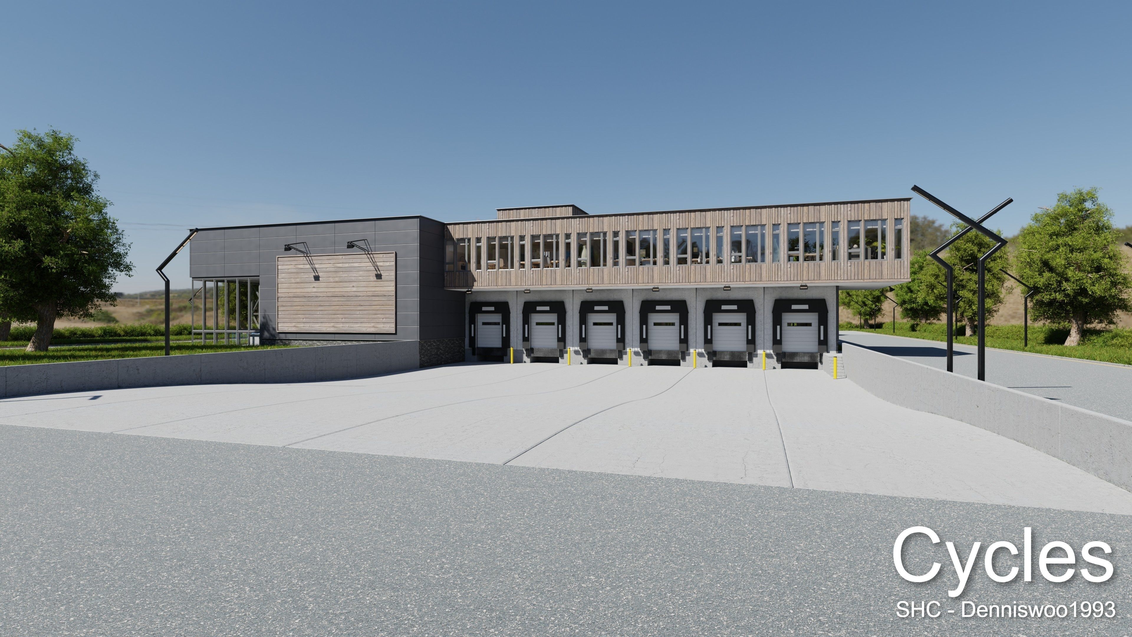 Modern furnished warehouse with office for Blender Low-poly 3D model_2