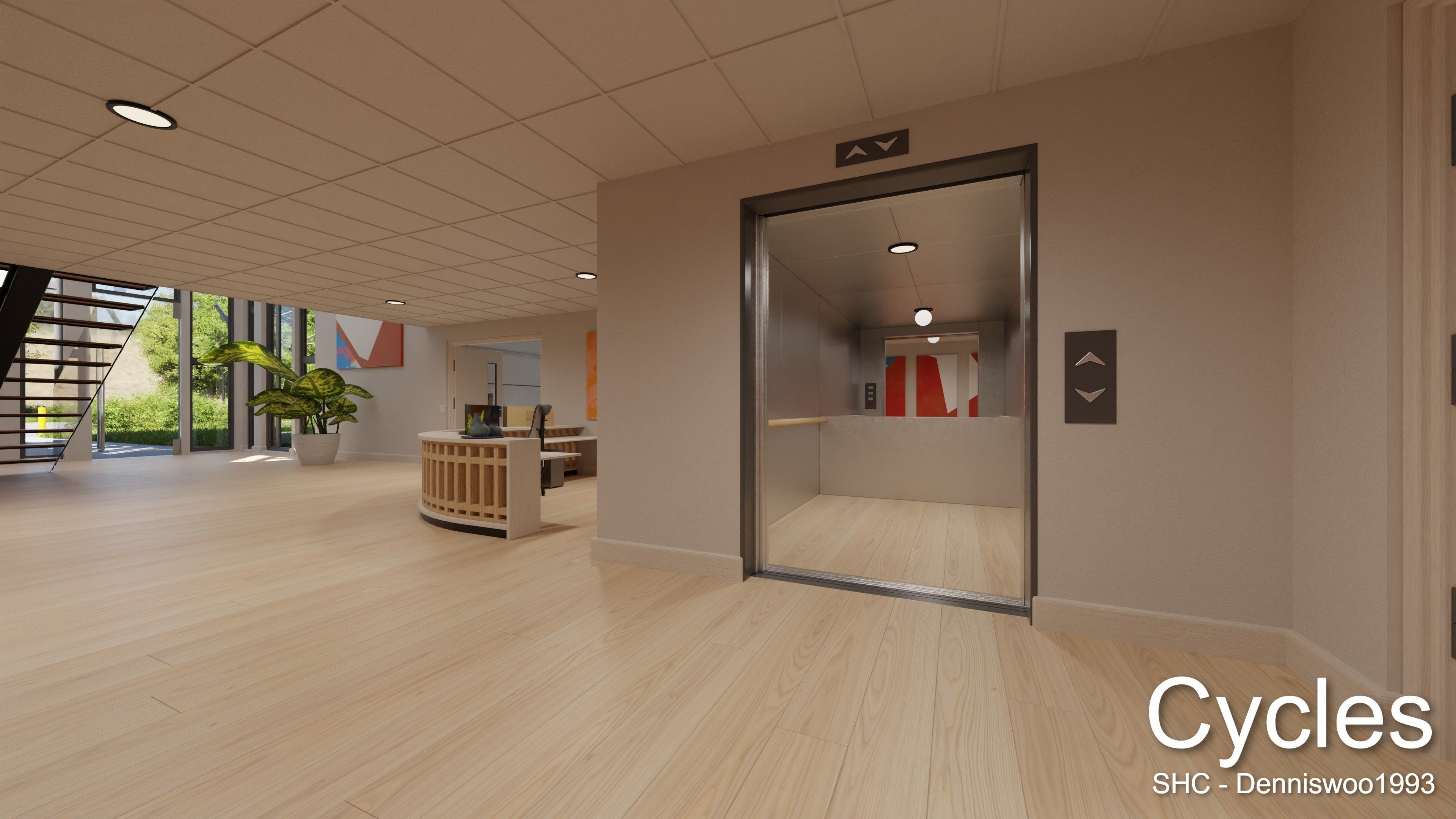 Modern furnished warehouse with office for Blender Low-poly 3D model_21