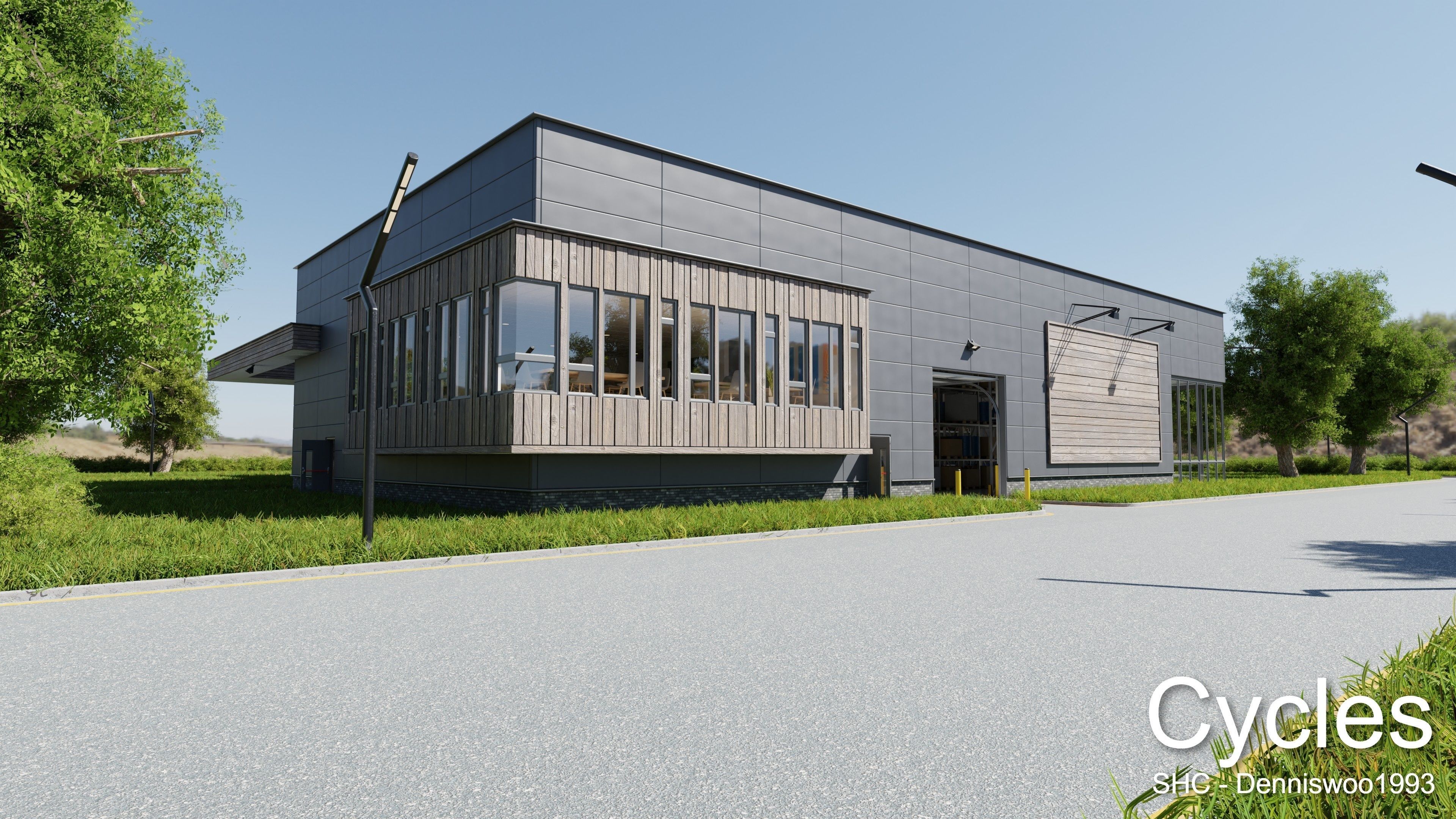 Modern furnished warehouse with office for Blender Low-poly 3D model_16