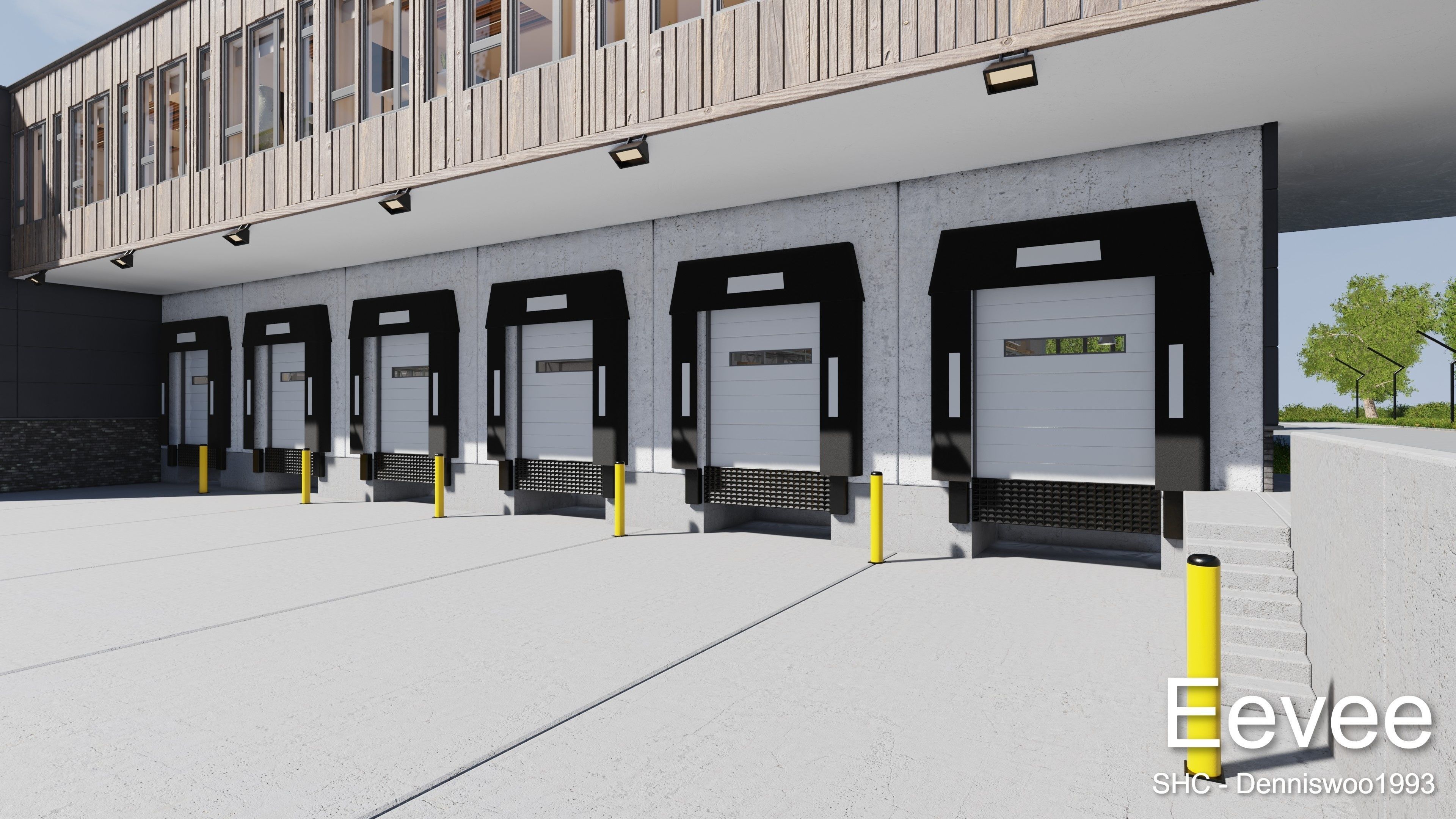 Modern furnished warehouse with office for Blender Low-poly 3D model_32