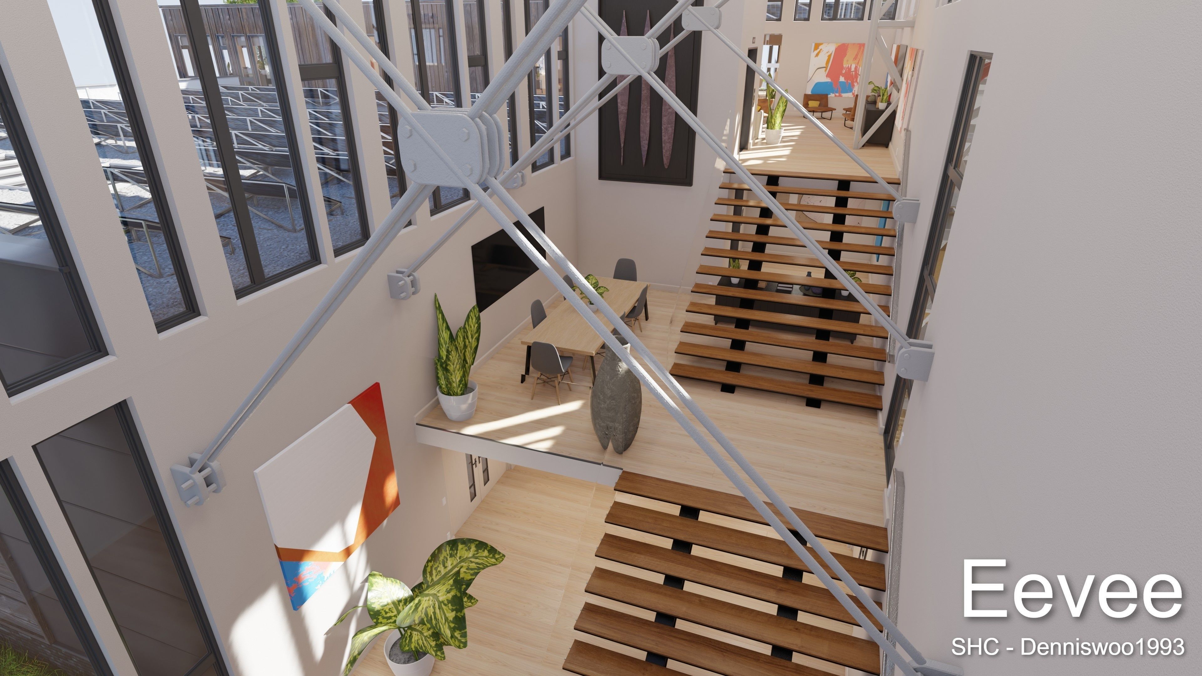 Modern furnished warehouse with office for Blender Low-poly 3D model_29