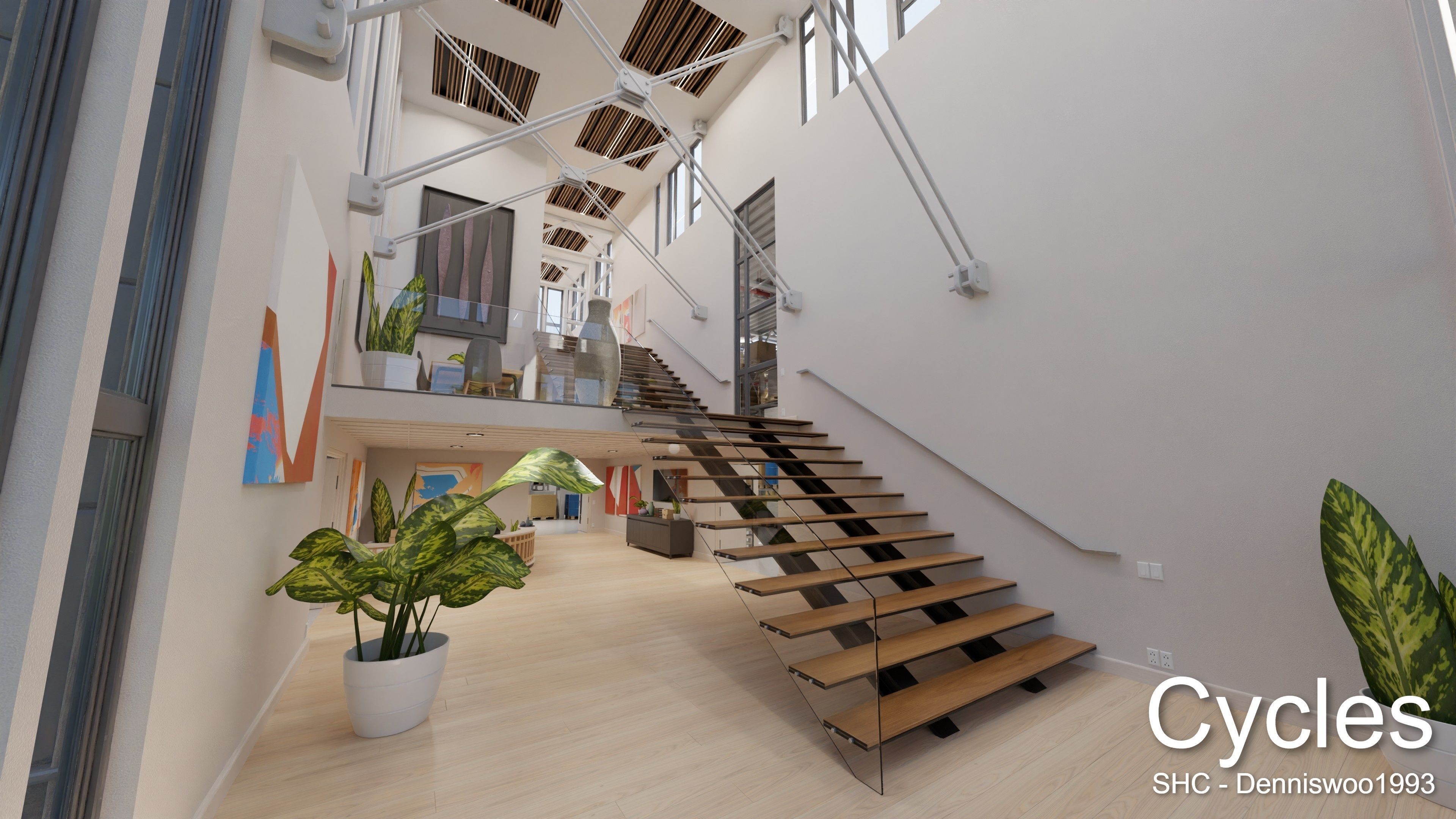 Modern furnished warehouse with office for Blender Low-poly 3D model_11