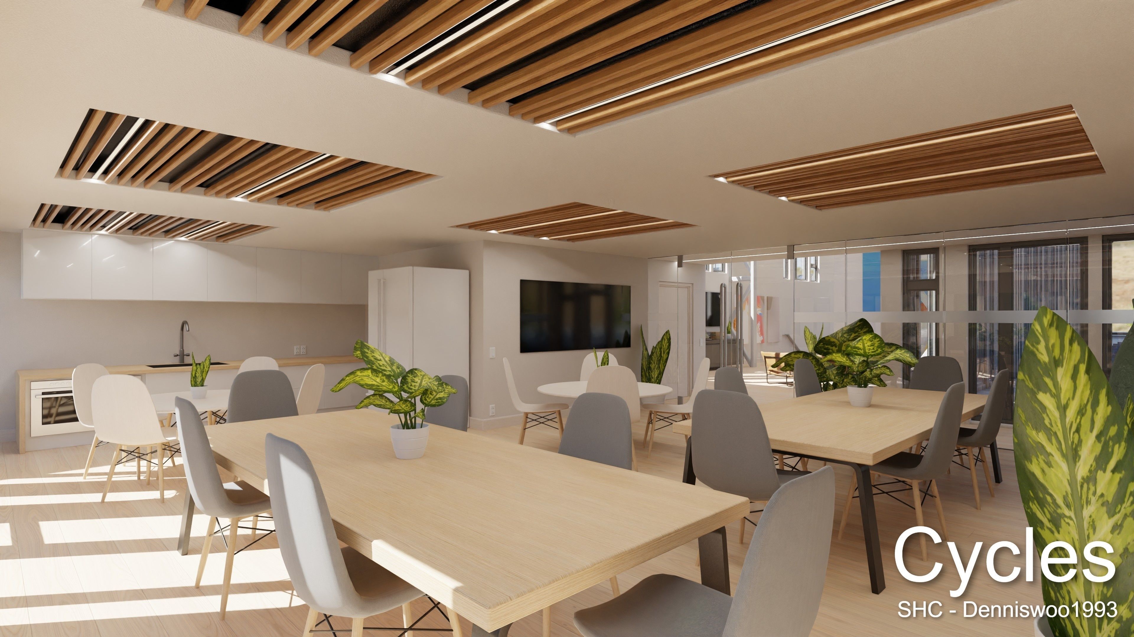 Modern furnished warehouse with office for Blender Low-poly 3D model_5