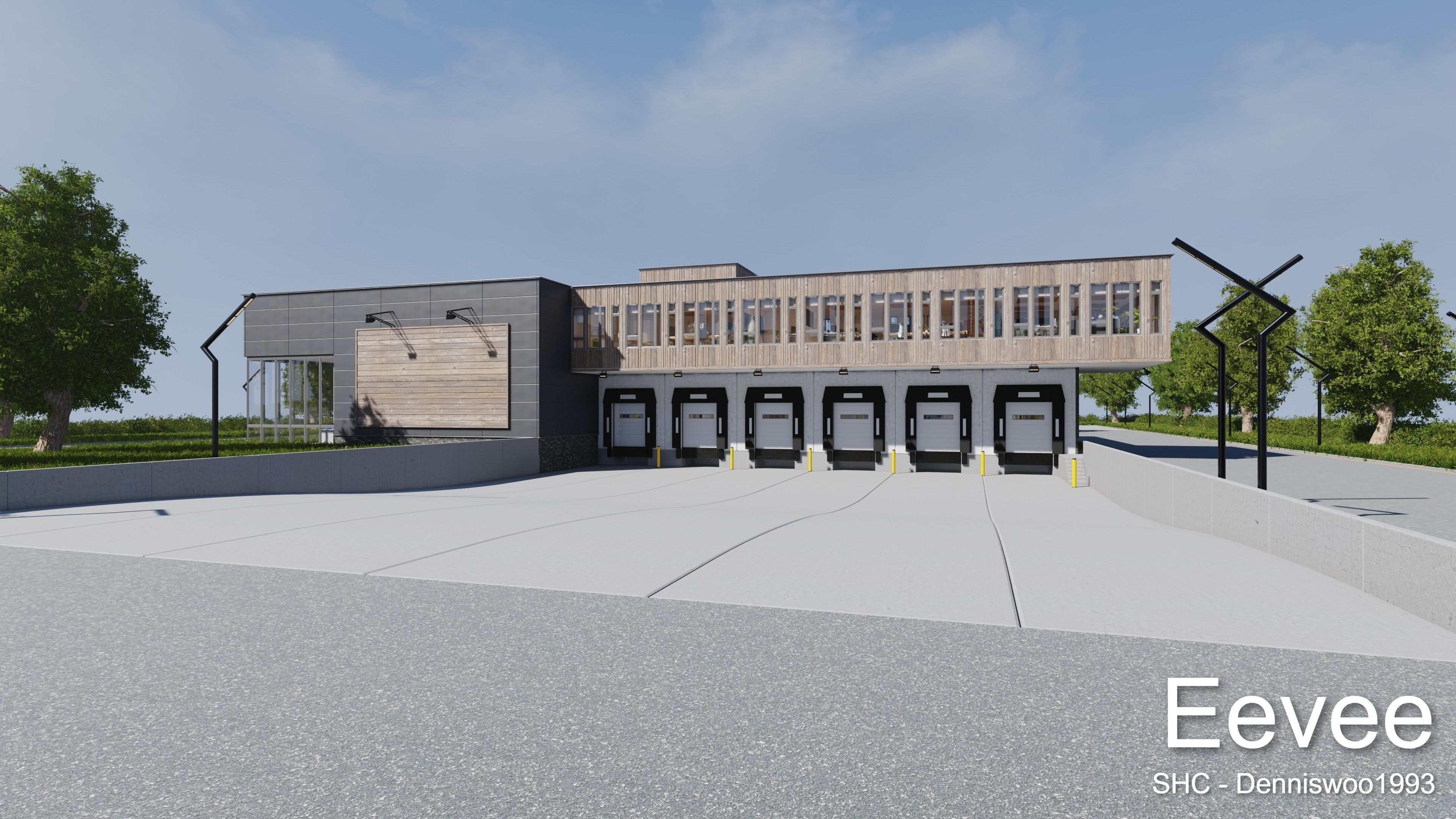 Modern furnished warehouse with office for Blender Low-poly 3D model_24