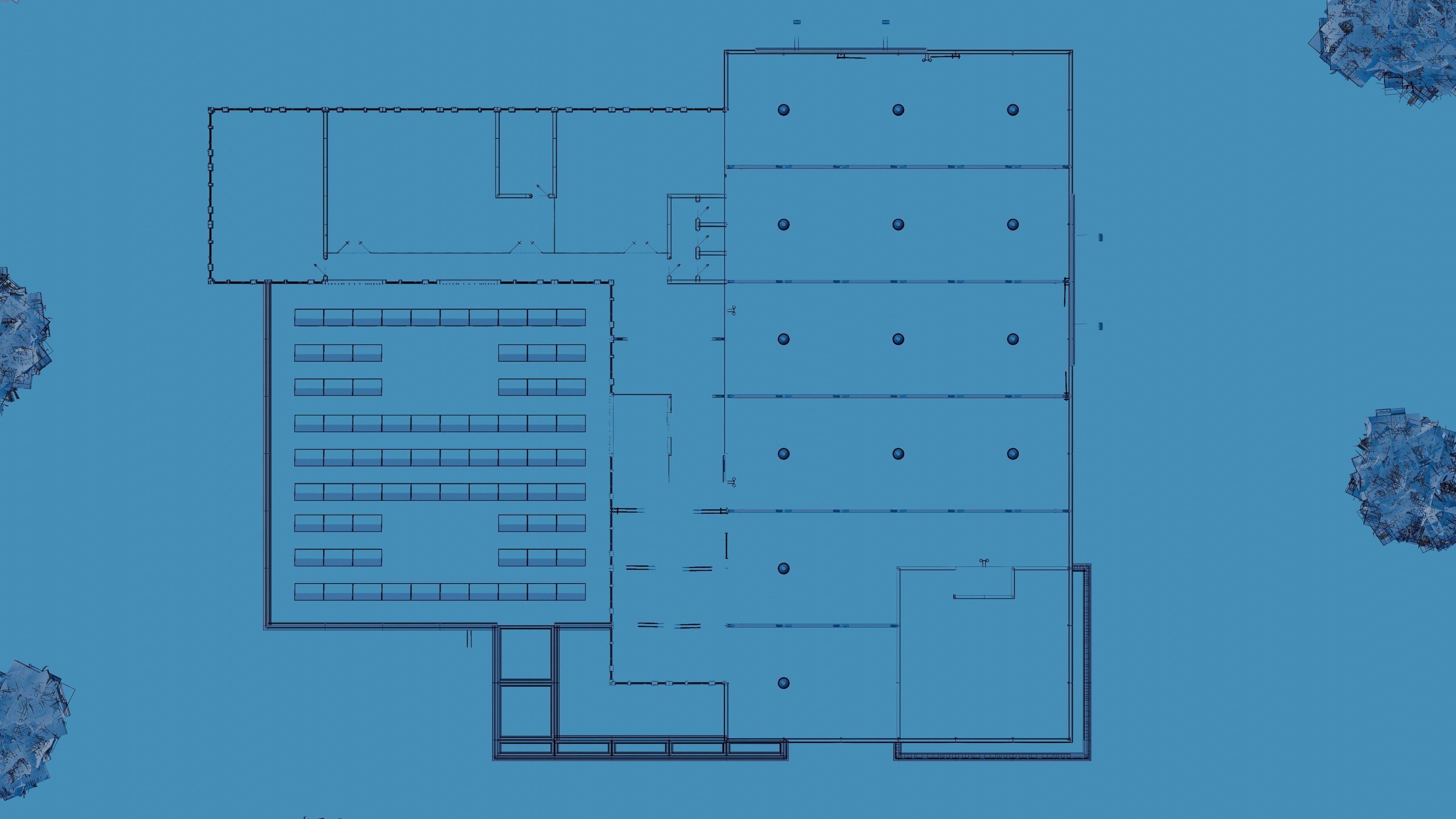 Modern furnished warehouse with office for Blender Low-poly 3D model_38