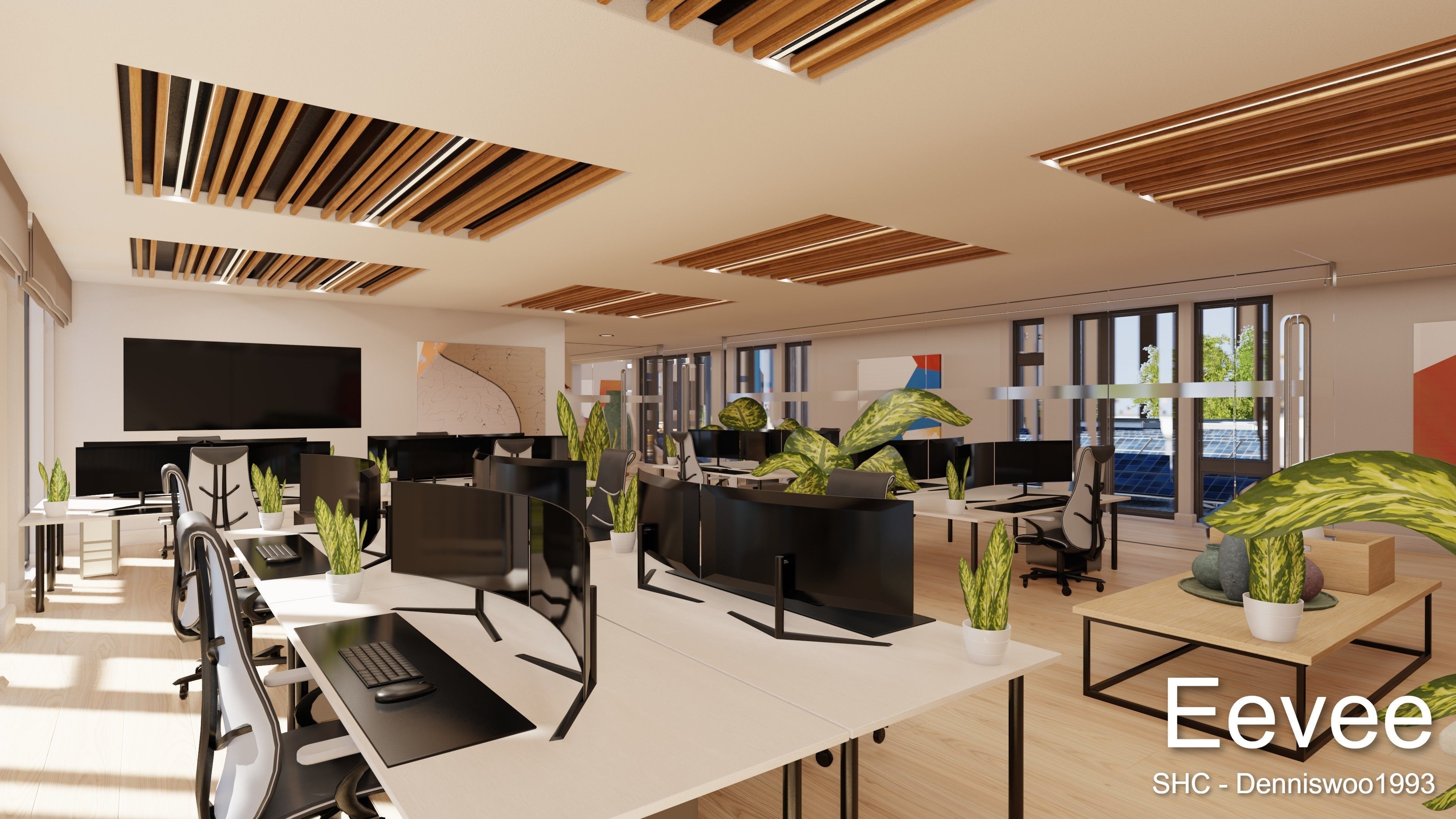 Modern furnished warehouse with office for Blender Low-poly 3D model_27