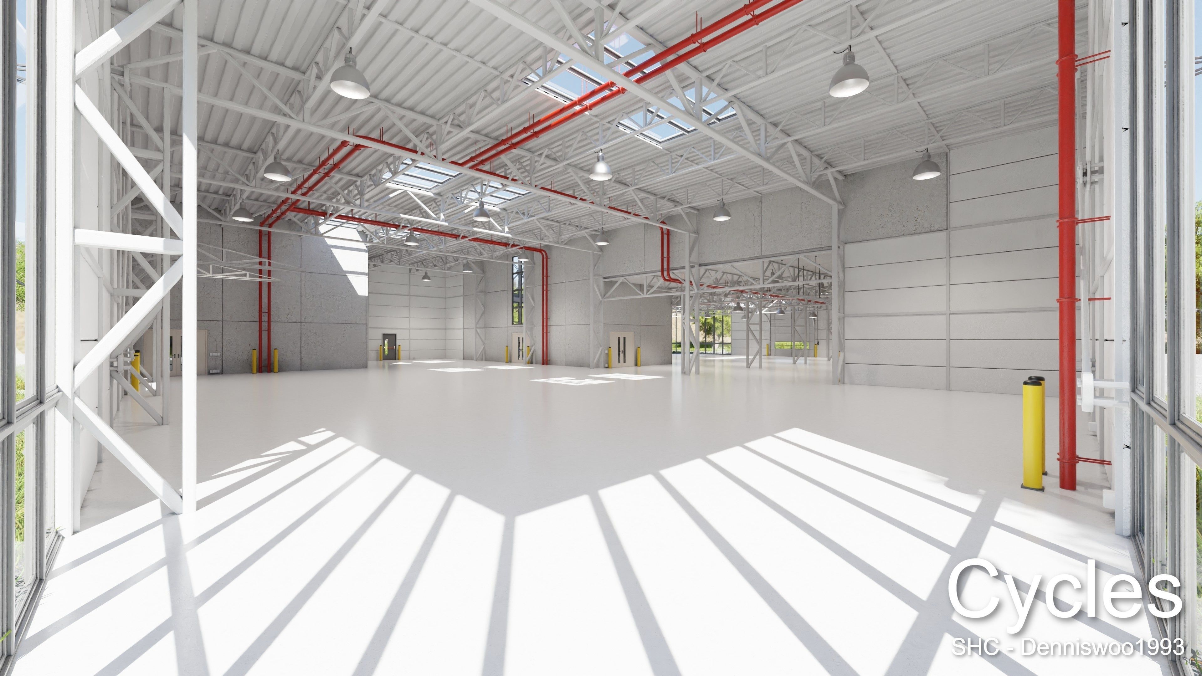 Modern furnished warehouse with office for Blender Low-poly 3D model_9