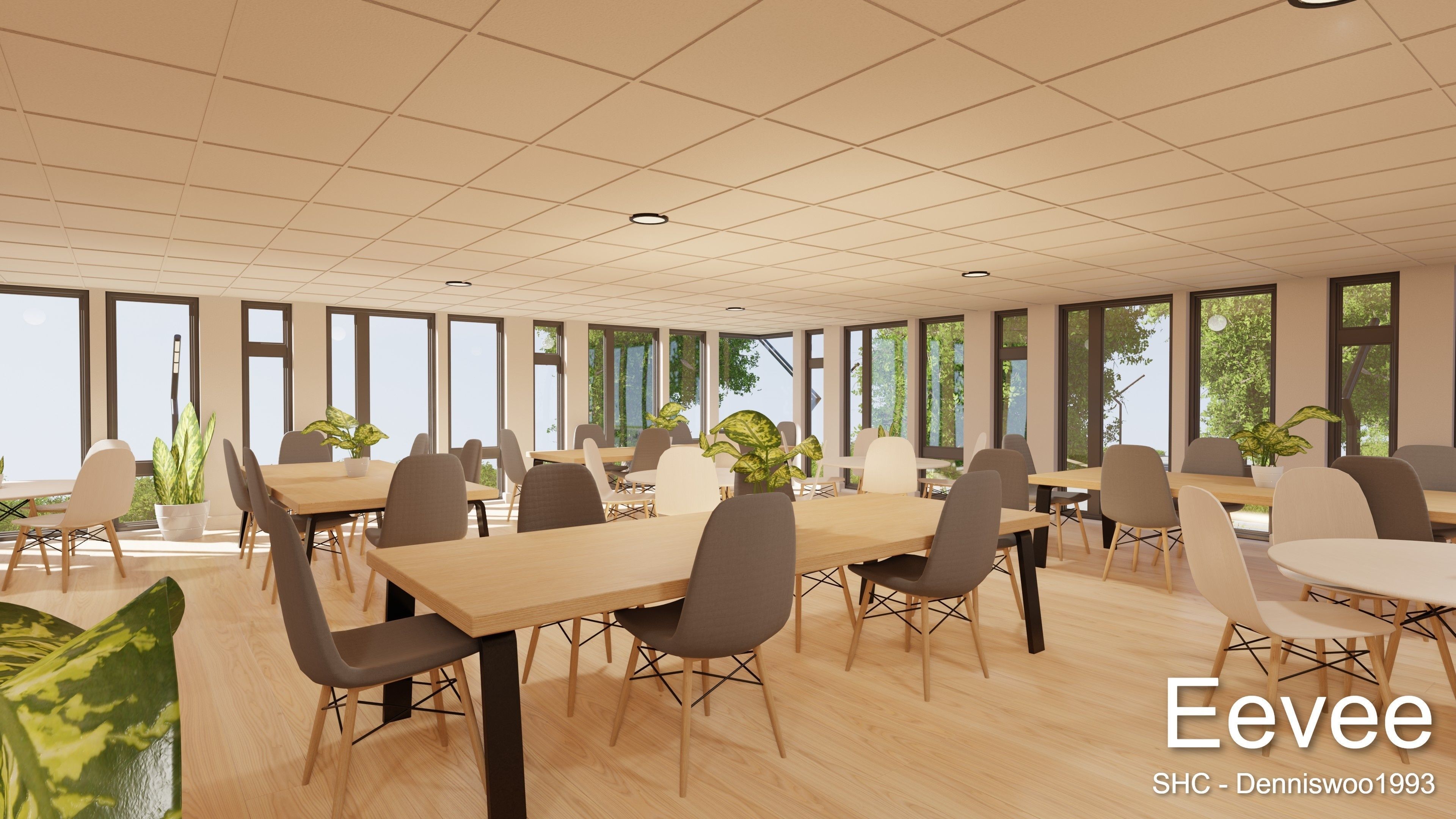 Modern furnished warehouse with office for Blender Low-poly 3D model_30