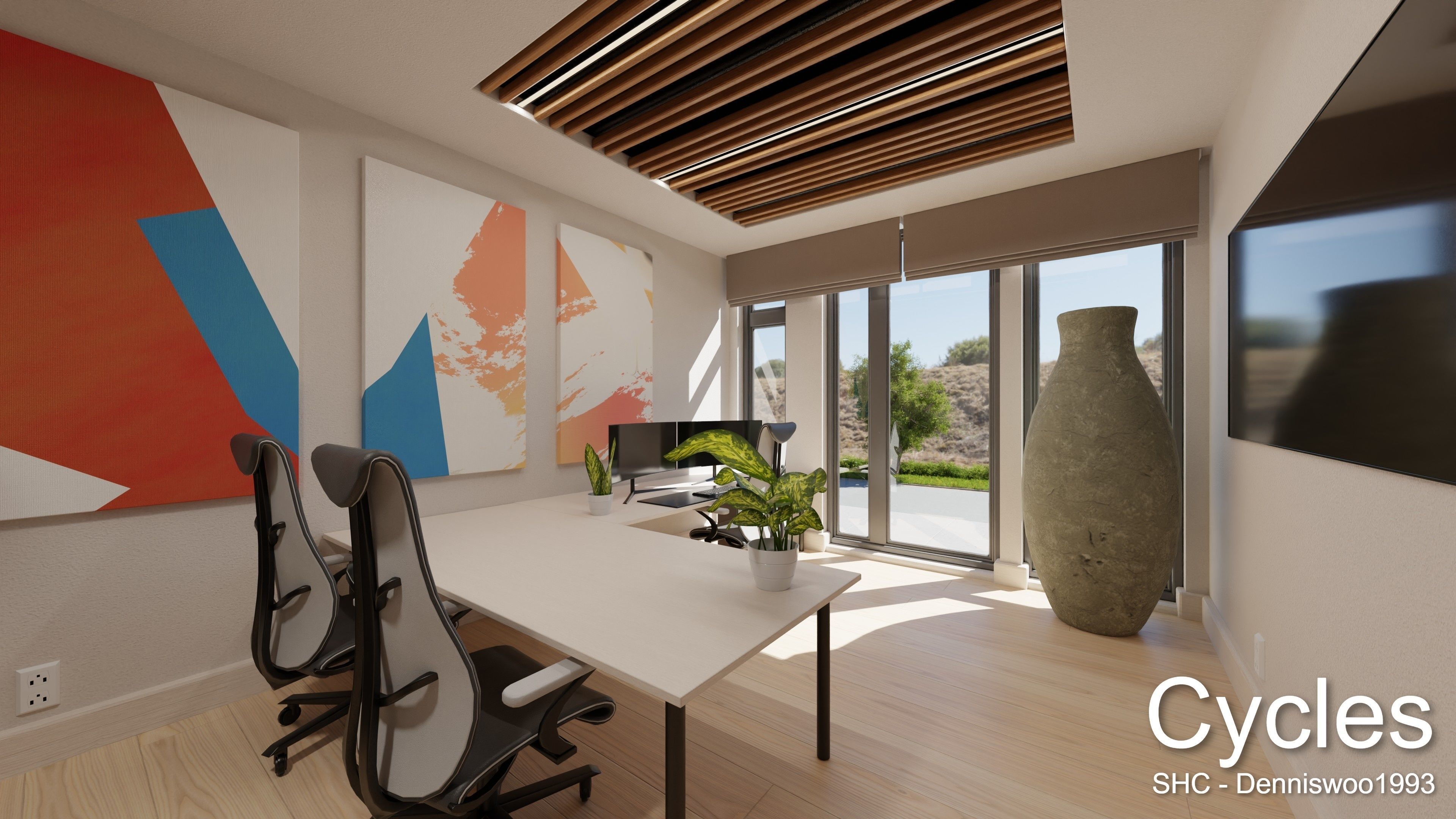 Modern furnished warehouse with office for Blender Low-poly 3D model_18