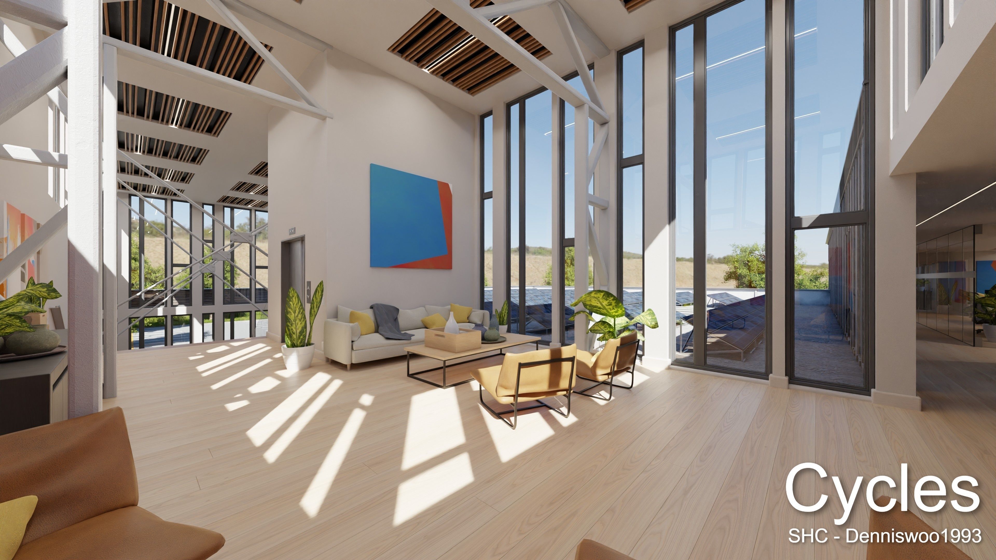 Modern furnished warehouse with office for Blender Low-poly 3D model_19