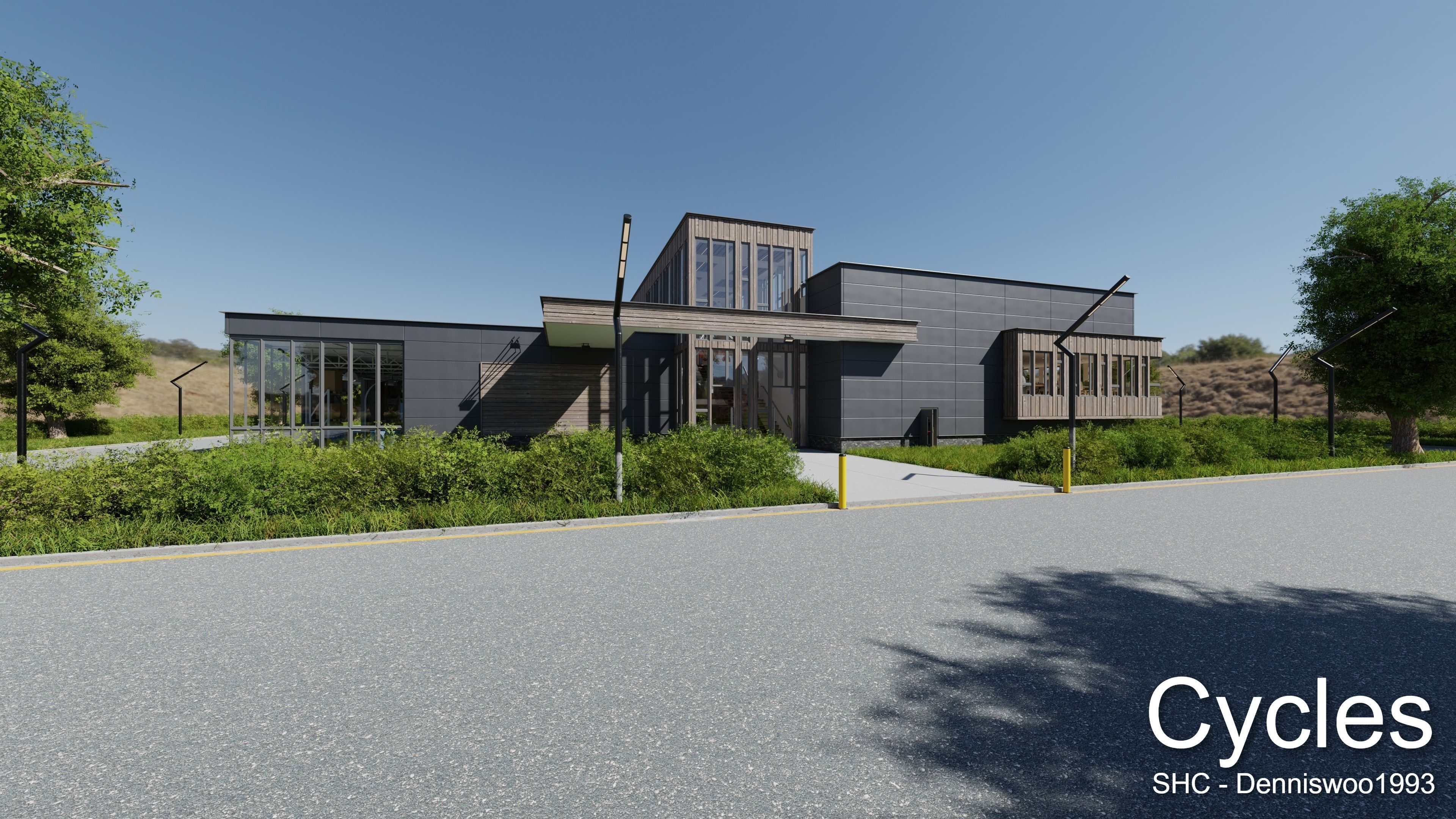 Modern furnished warehouse with office for Blender Low-poly 3D model_25