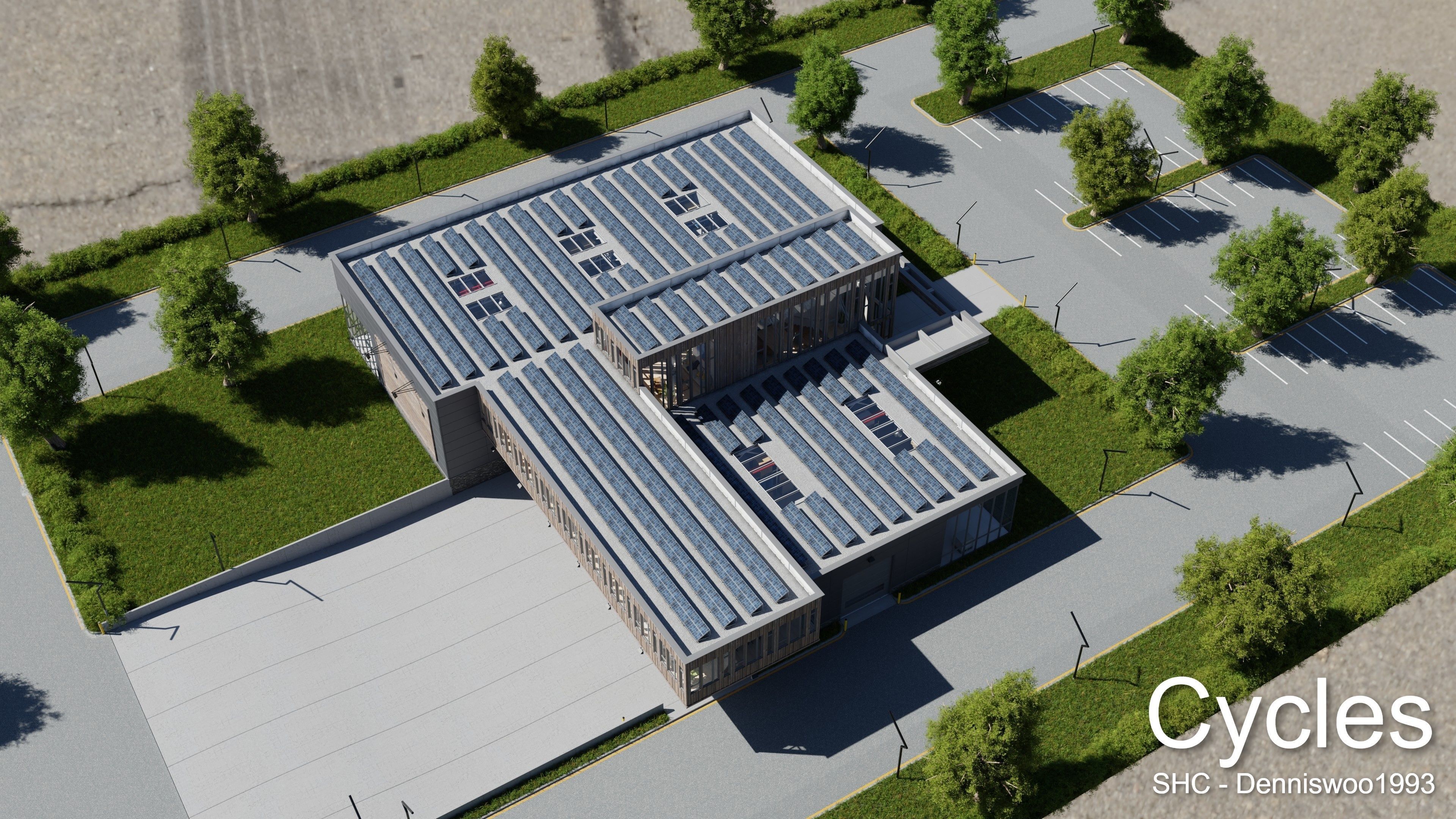 Modern furnished warehouse with office for Blender Low-poly 3D model_7